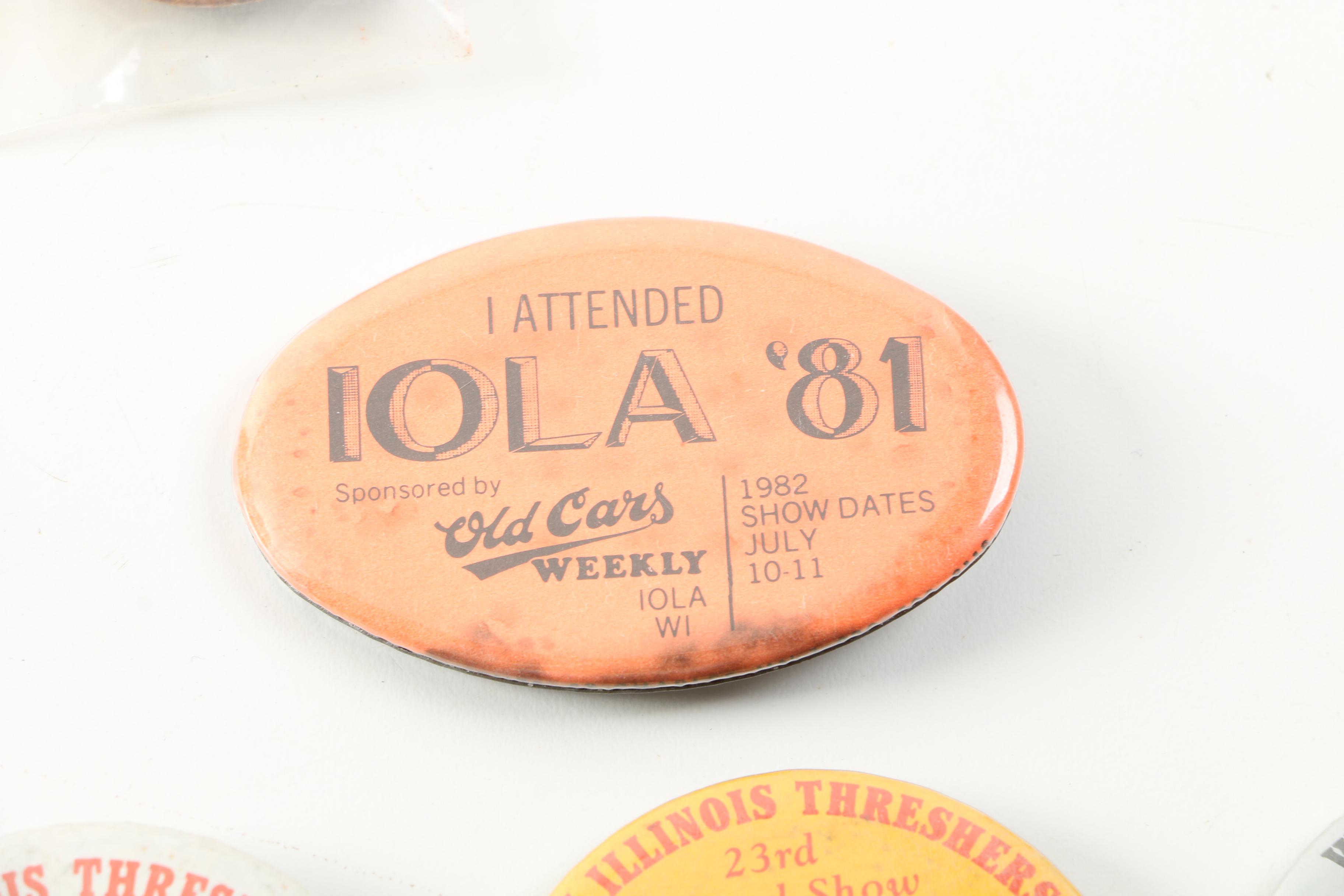 Vintage Thresherman's Reunion, Auto and Gas Engine Shows, and More Pinbacks