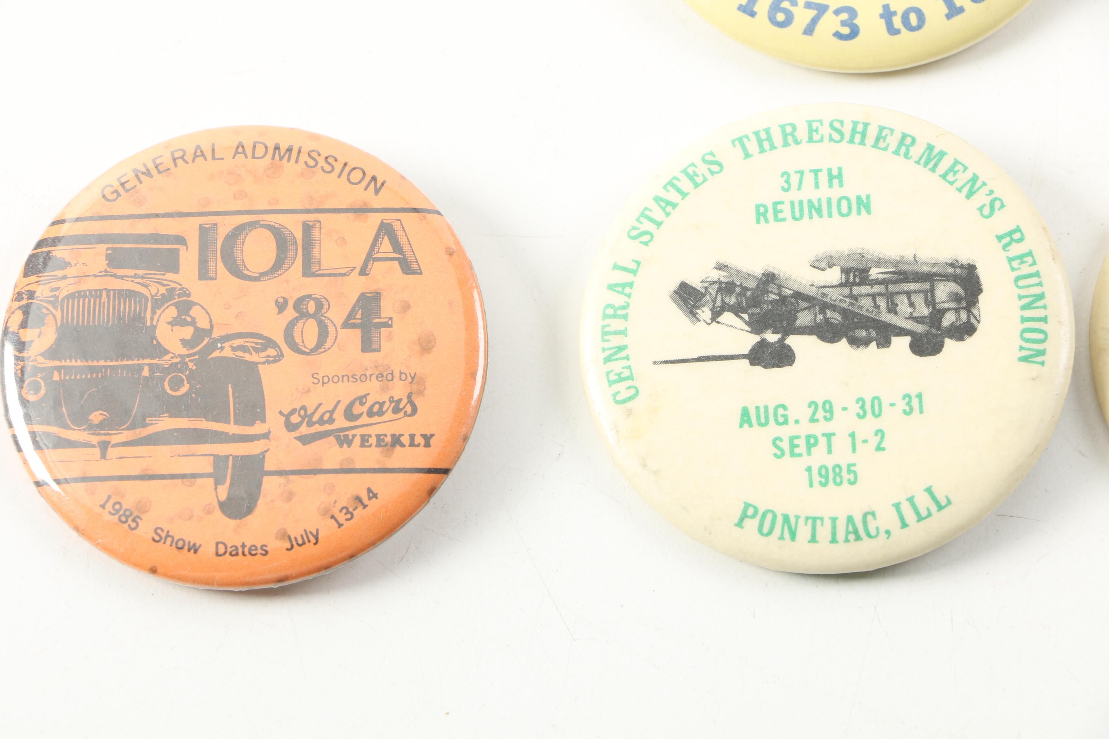 Vintage Thresherman's Reunion, Auto and Gas Engine Shows, and More Pinbacks