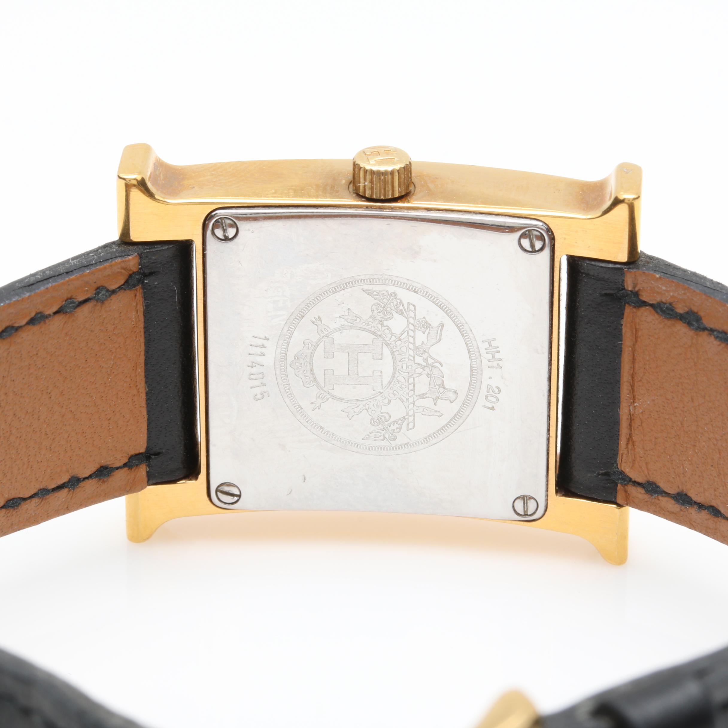 Hermes Paris Stainless Steel 'H' Watch with Box and Papers