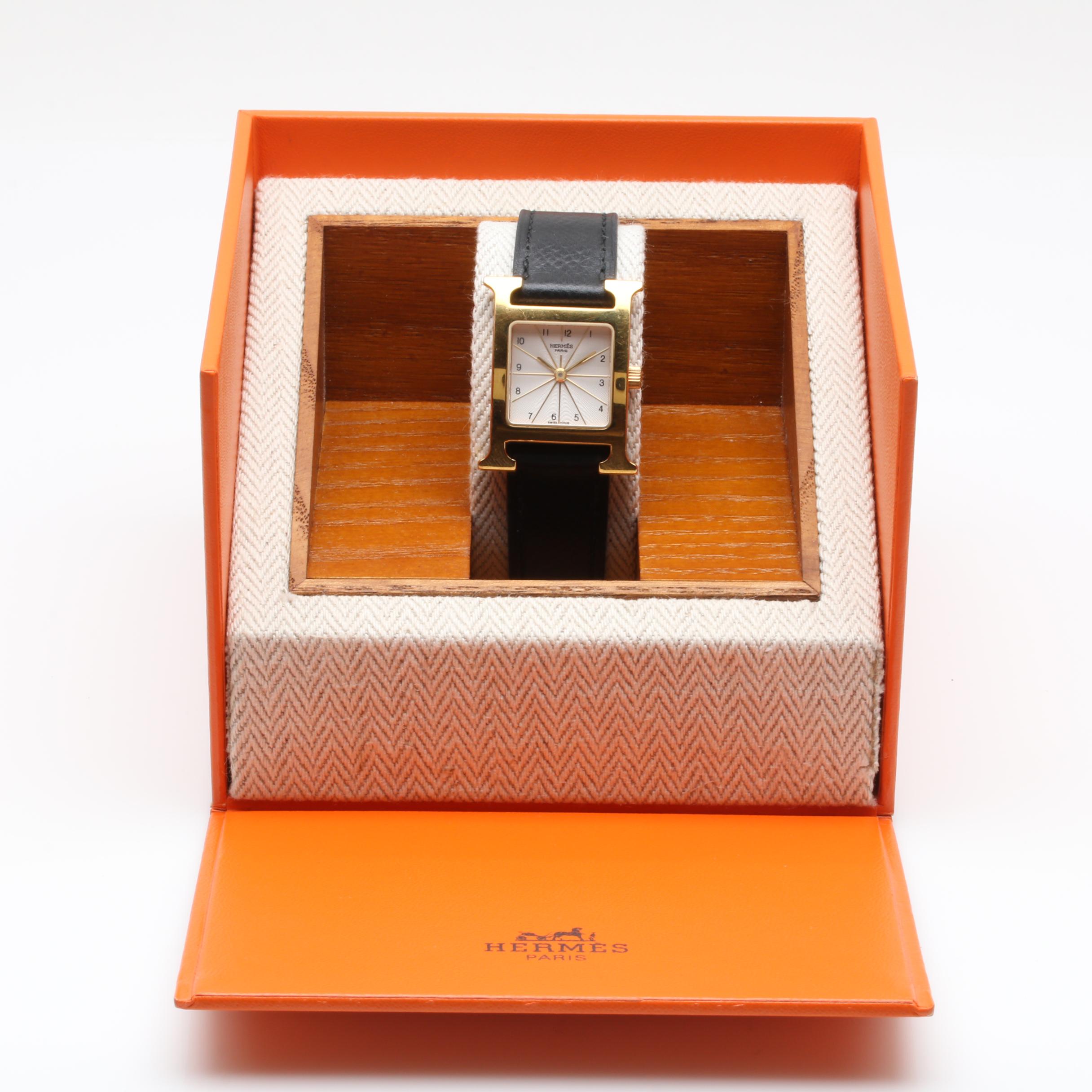 Hermes Paris Stainless Steel 'H' Watch with Box and Papers