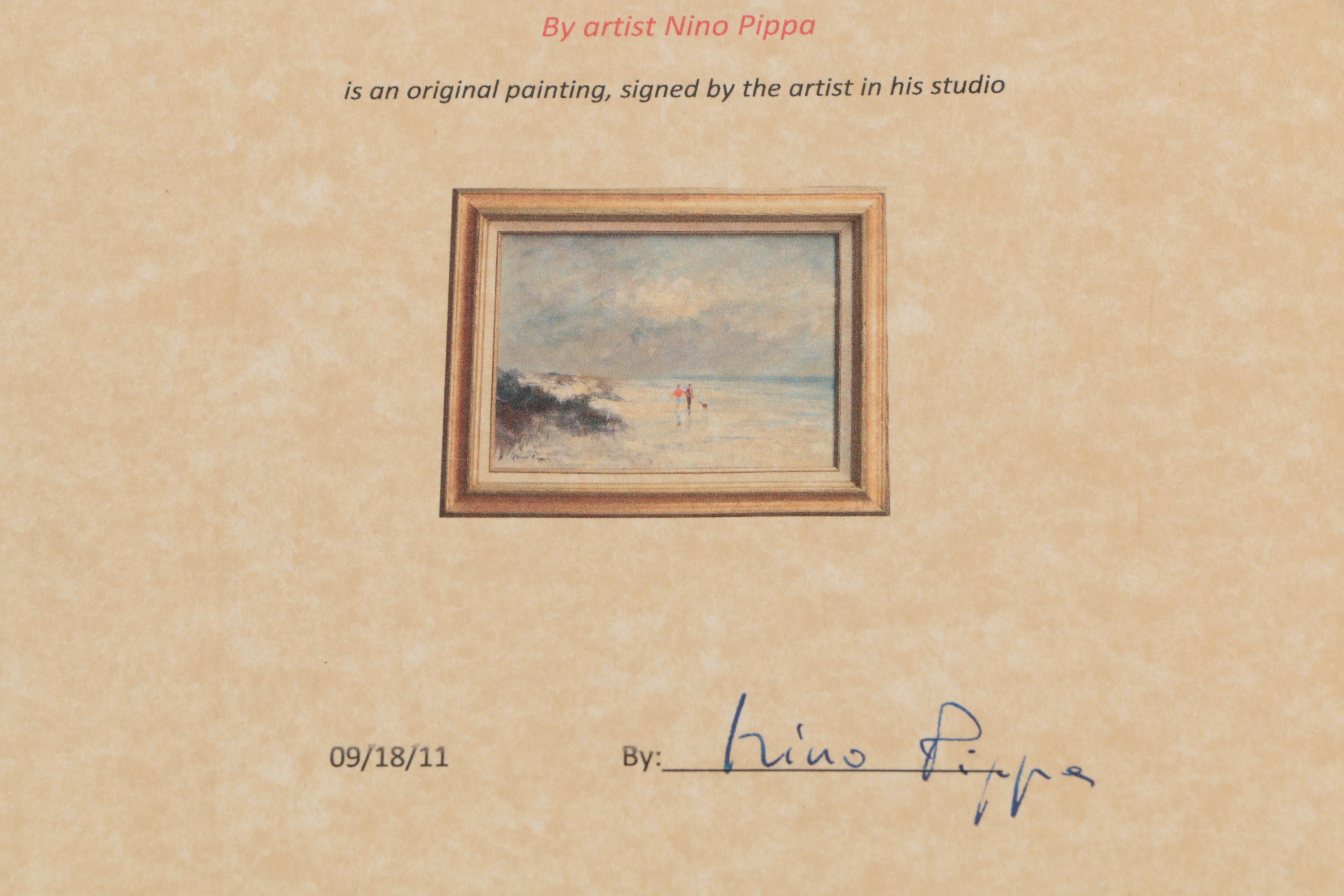 Nino Pippa Oil Painting "Southern Florida, Best Friends Walk on the Beach"