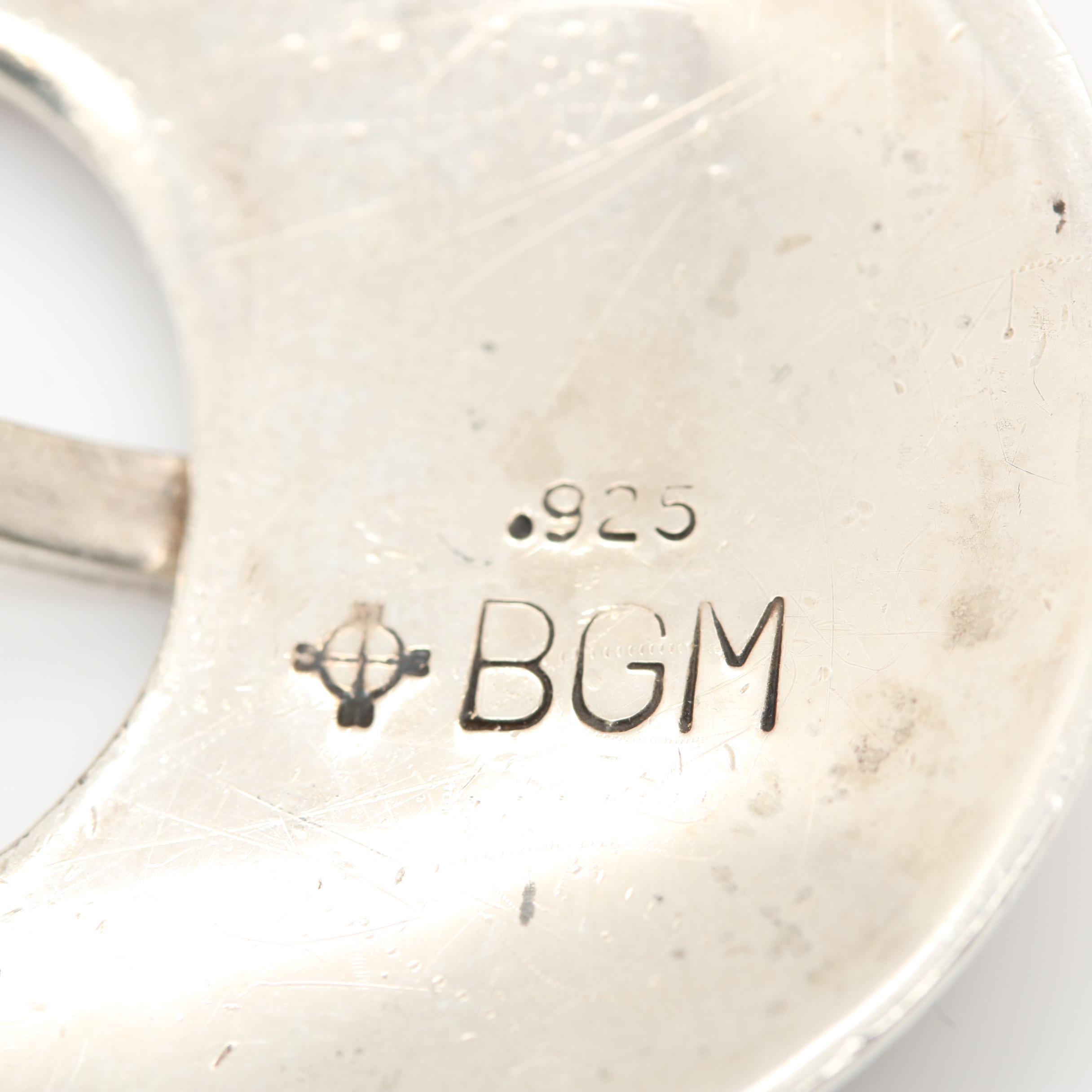 Sterling Silver Black Onyx and Mother of Pearl Belt Buckle and Charms