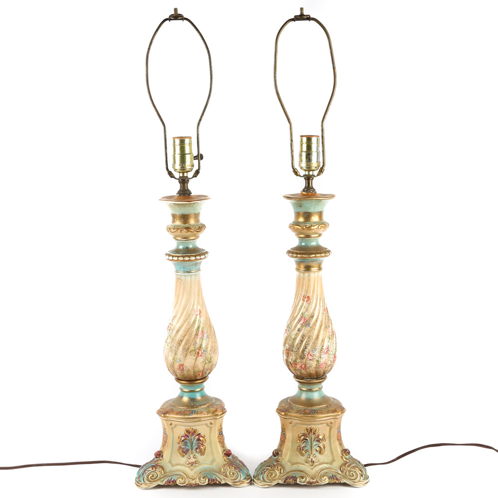 Vintage Hand Painted Table Lamps