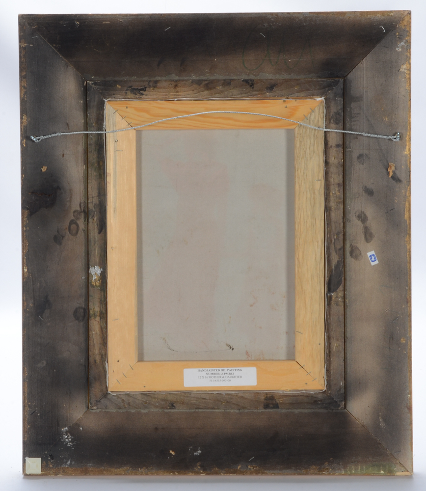 Signed Oil Painting on Canvas "Mother and Daughter"