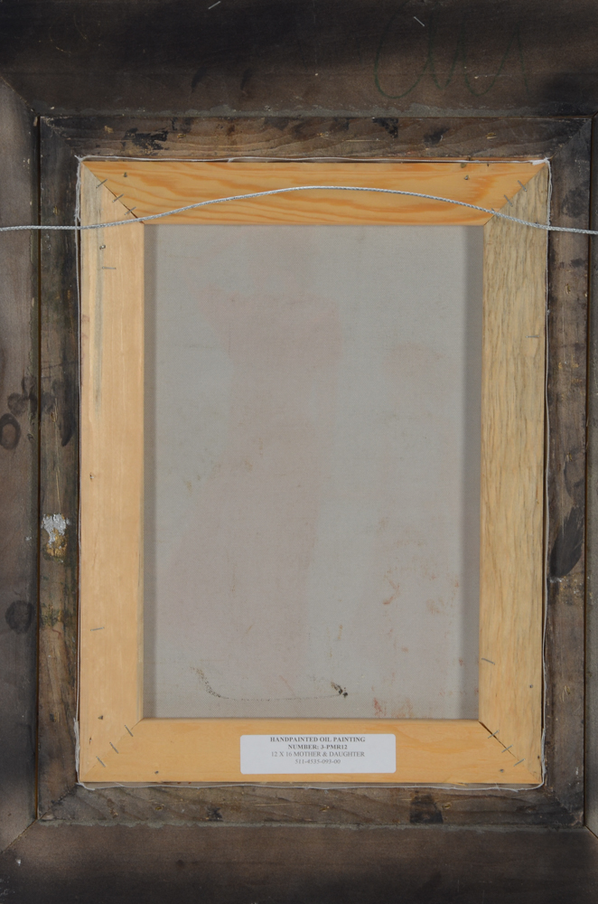 Signed Oil Painting on Canvas "Mother and Daughter"