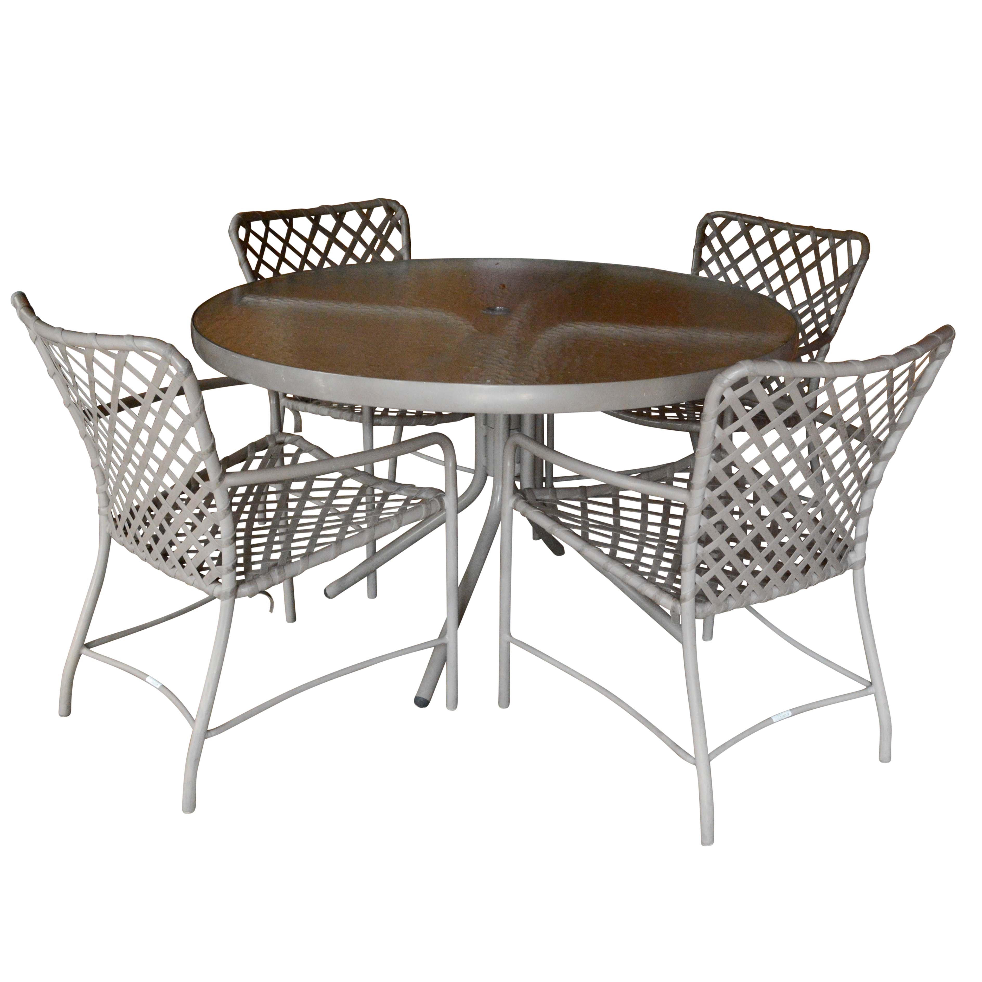 Brown and Jordan Glass Top Metal Patio Table with Chairs