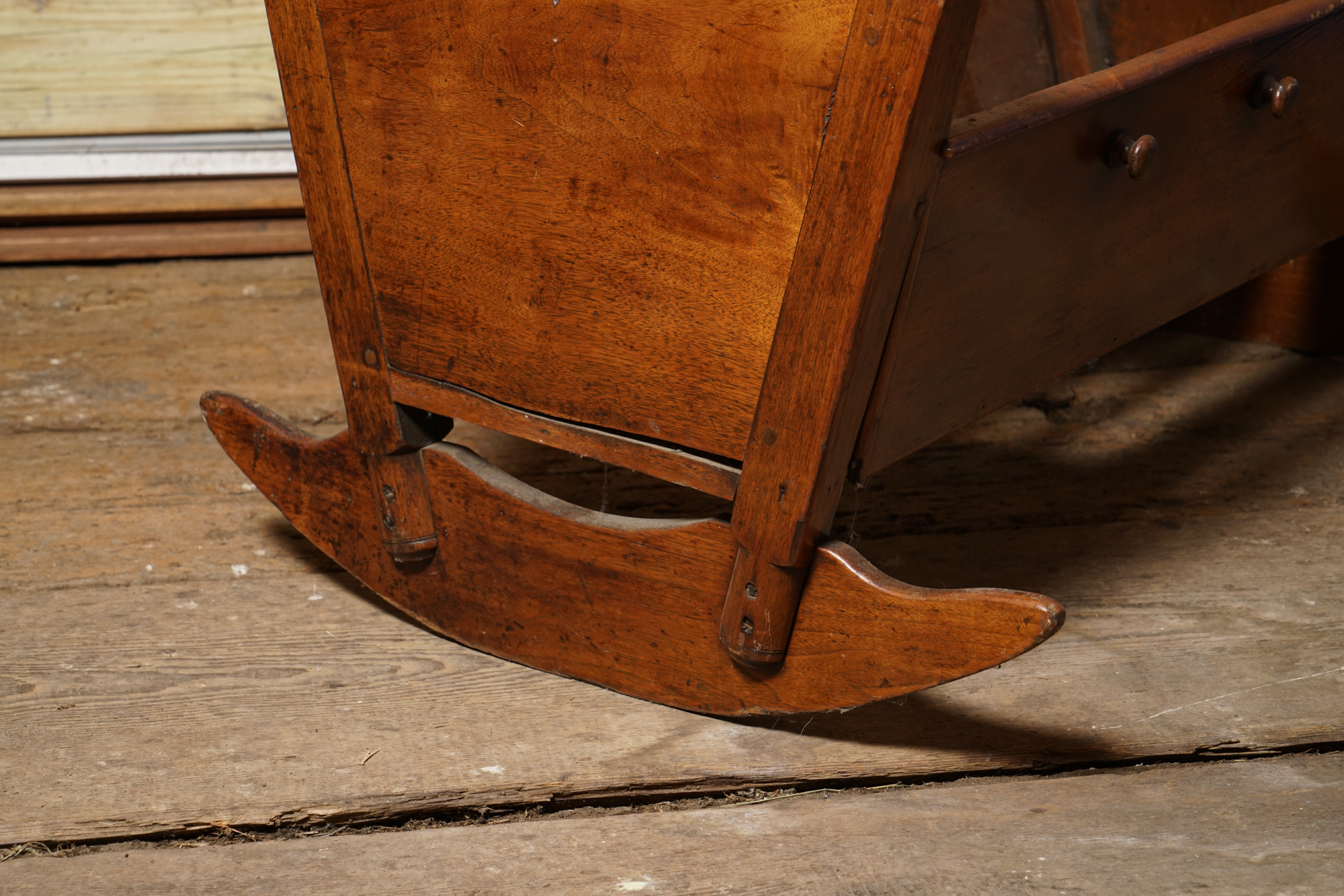 Antique Walnut Cradle with Heart Motif