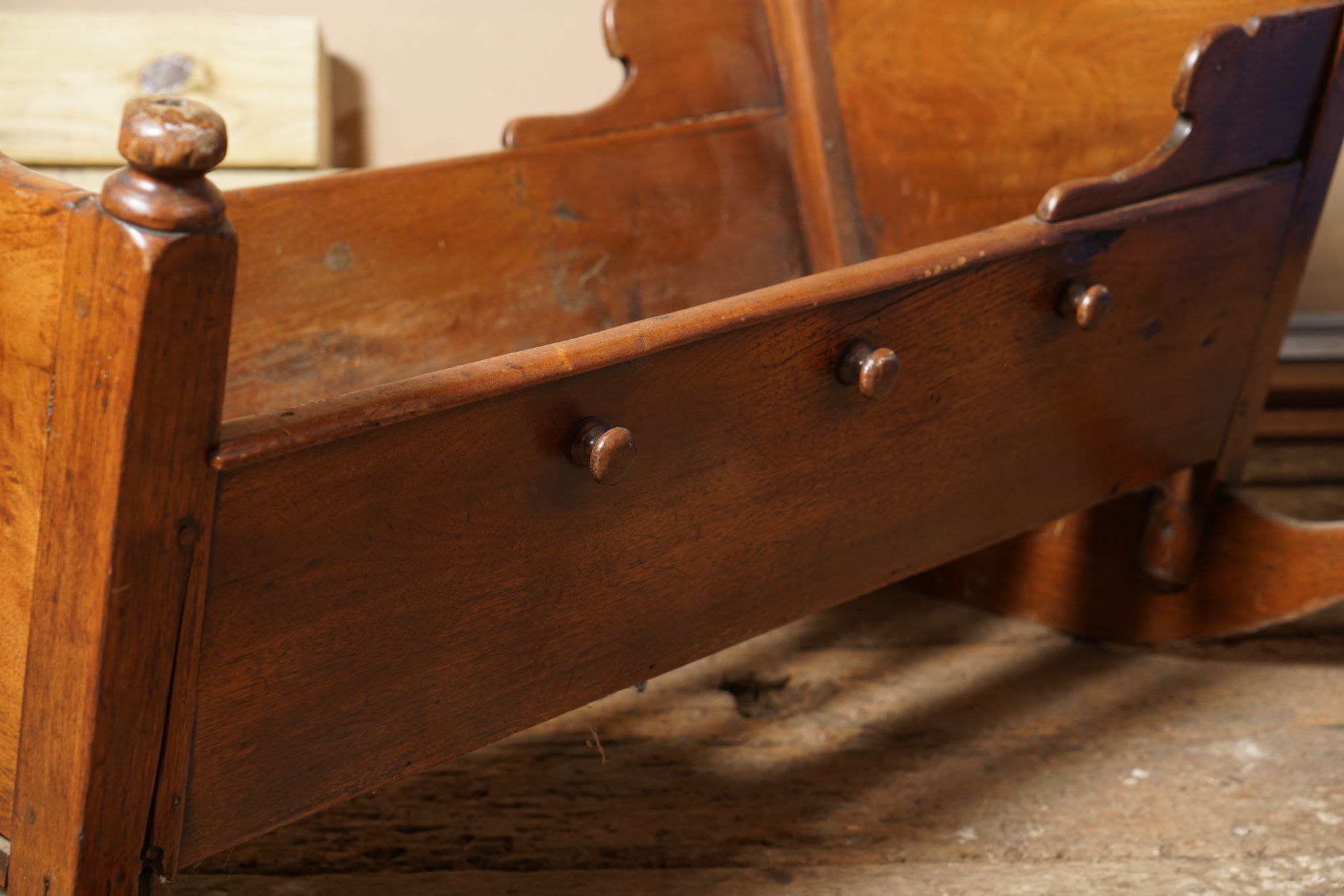 Antique Walnut Cradle with Heart Motif