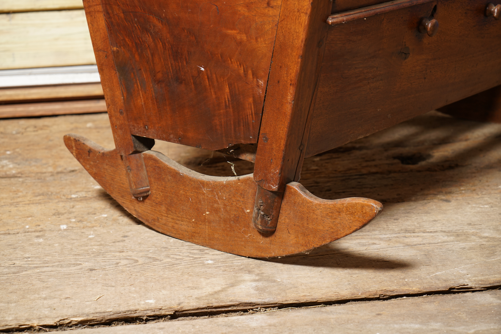 Antique Walnut Cradle with Heart Motif