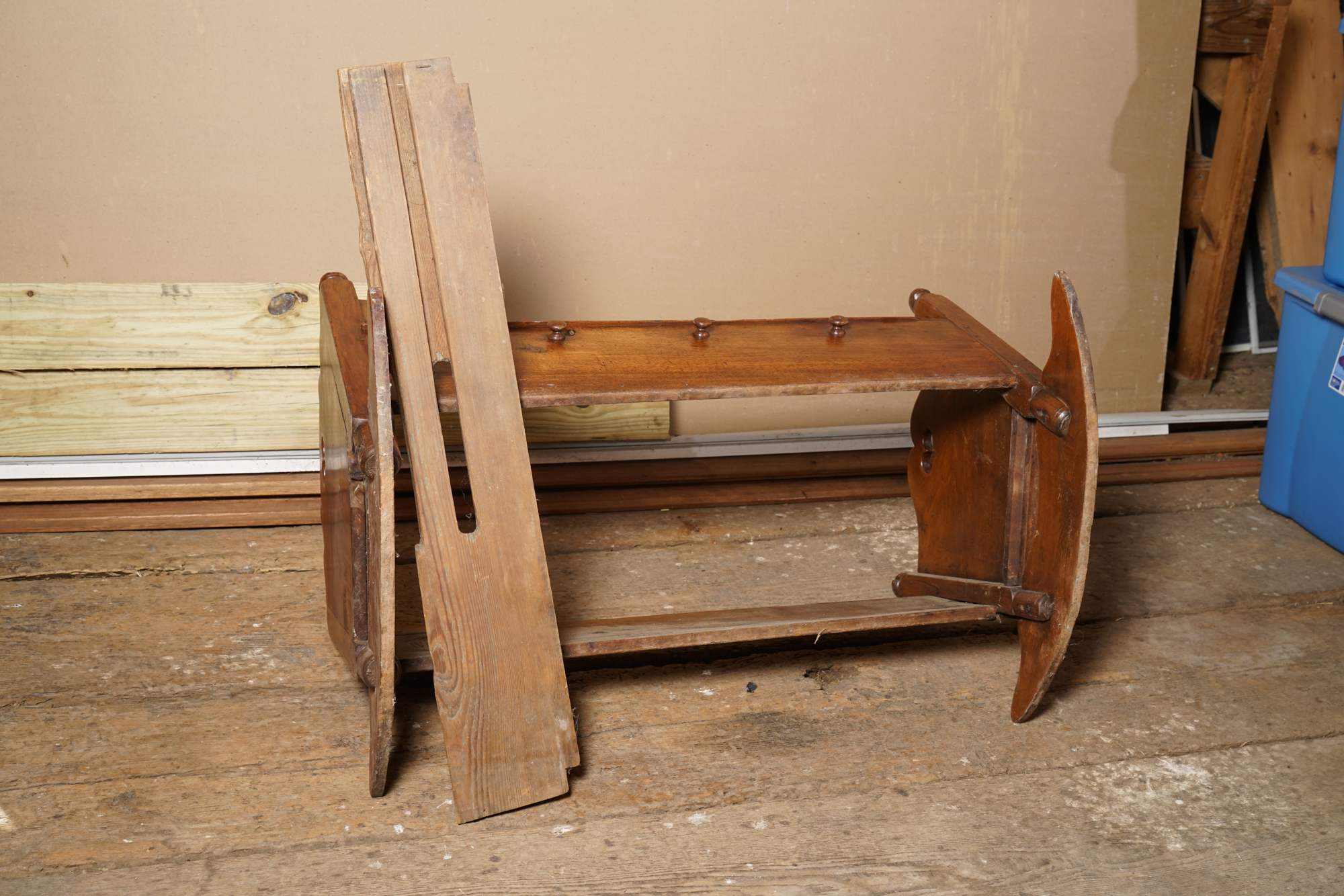 Antique Walnut Cradle with Heart Motif