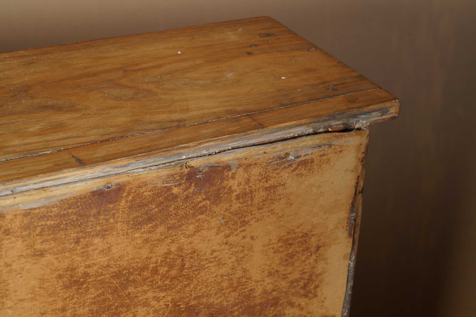 Vintage Rustic Pine Cupboard with Stained Glass Panels