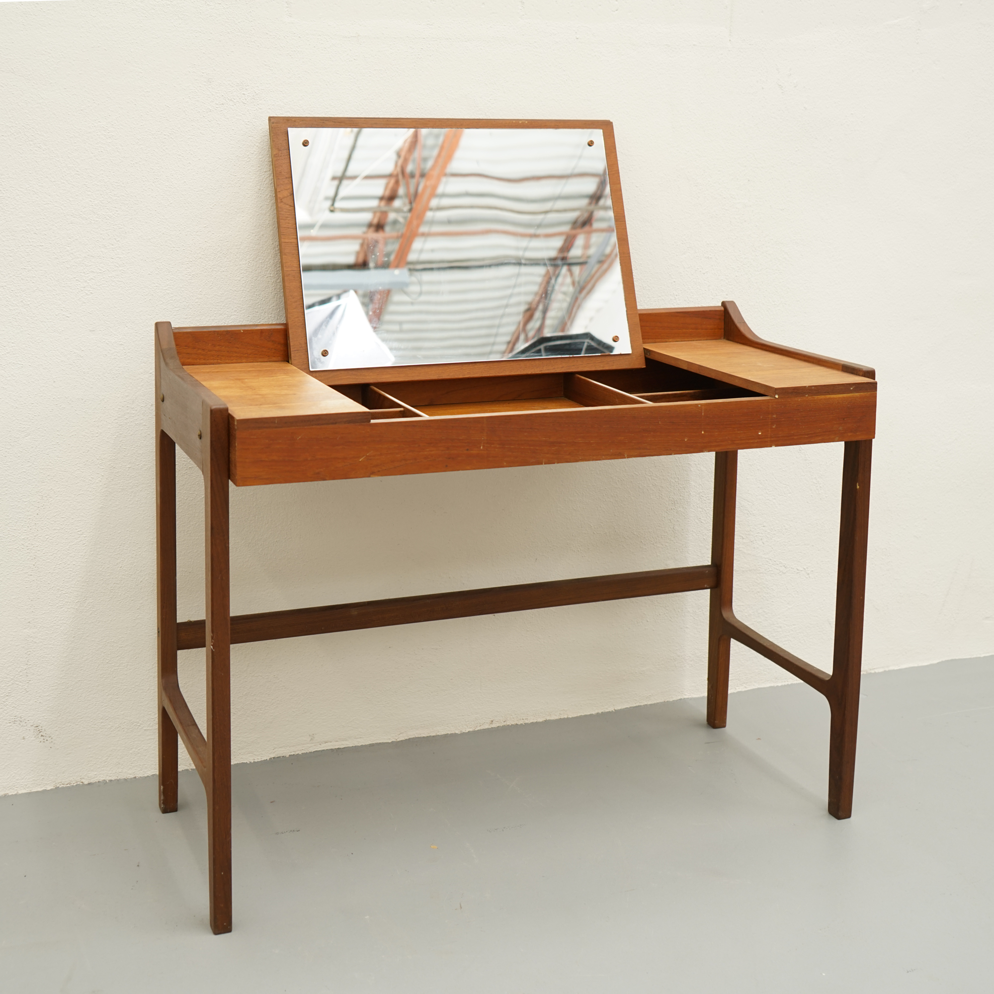 Danish Modern Teak Spinet Vanity