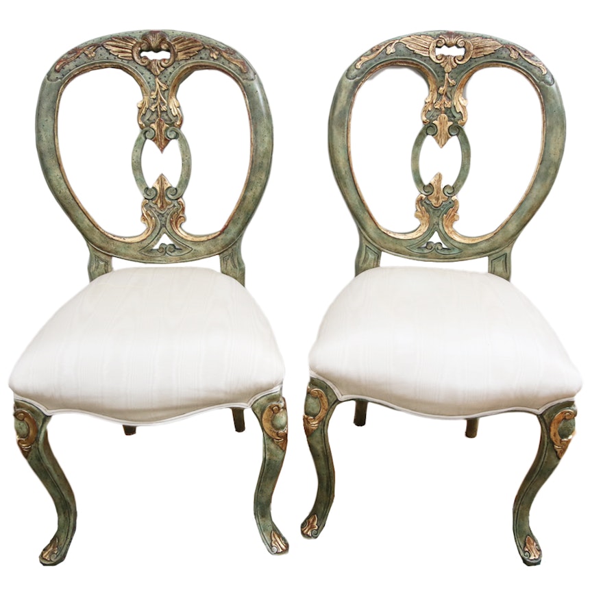 Pair of Vintage Carved Balloon Back Chairs