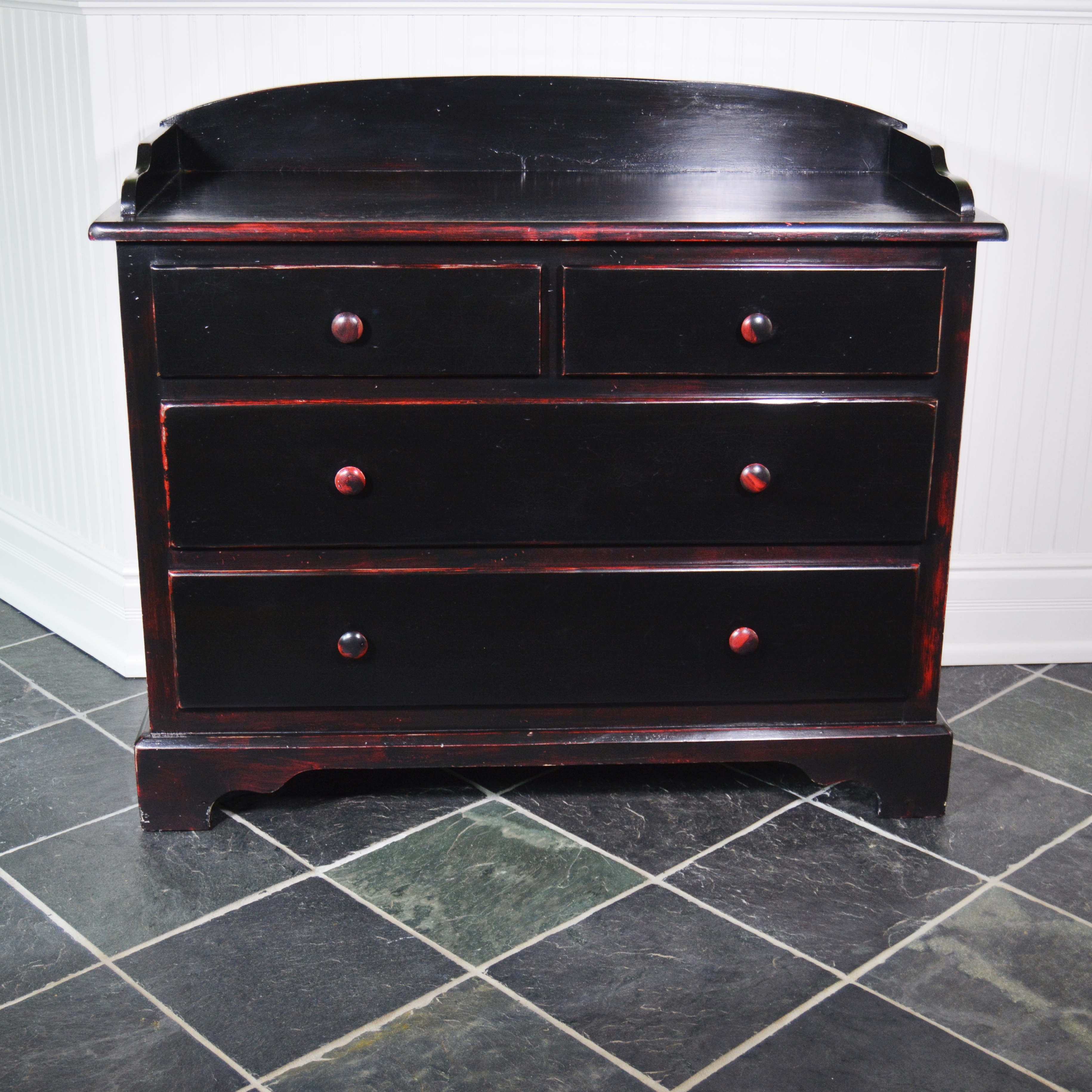 Black and Red Distressed Dresser
