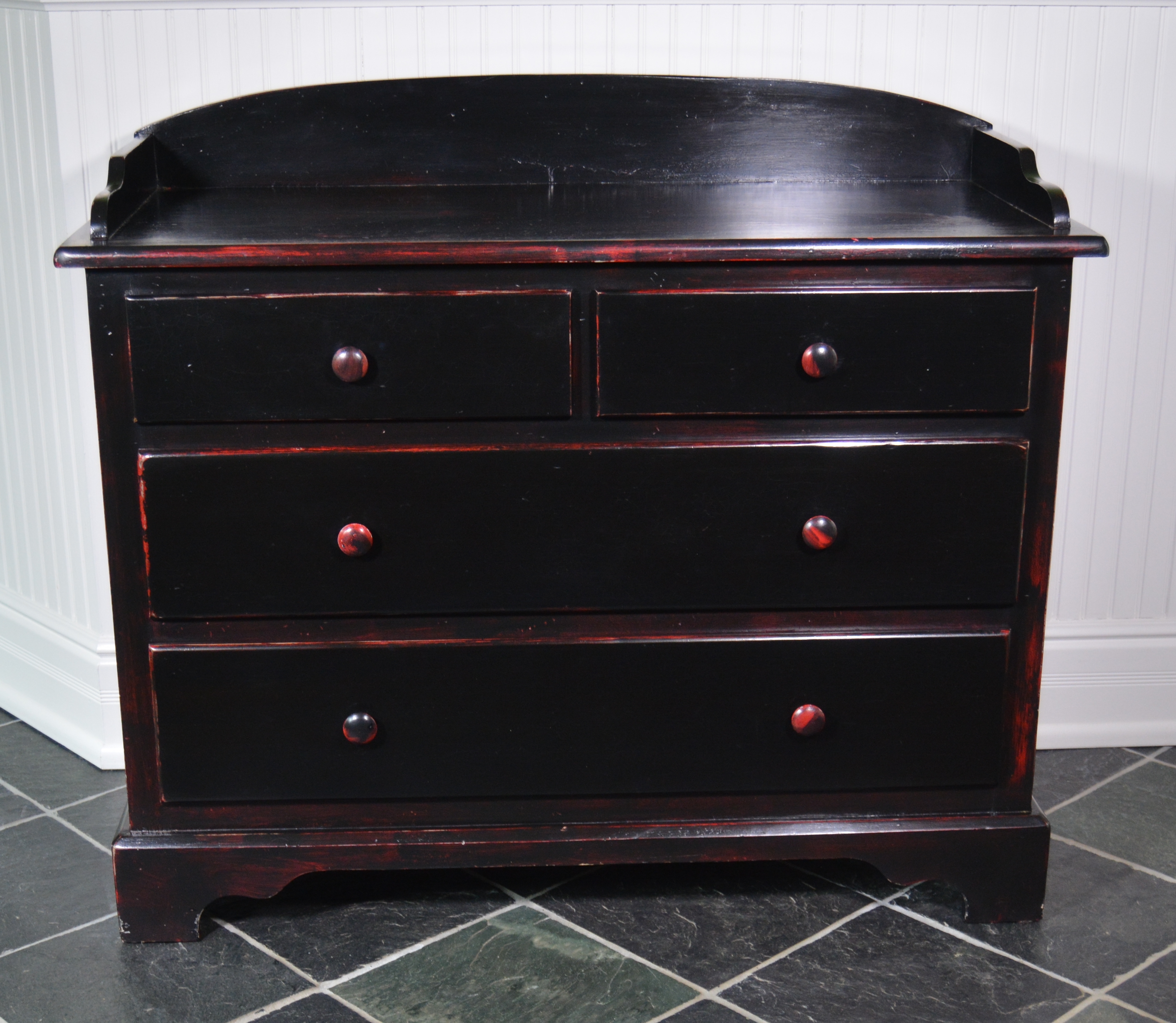 Black and Red Distressed Dresser