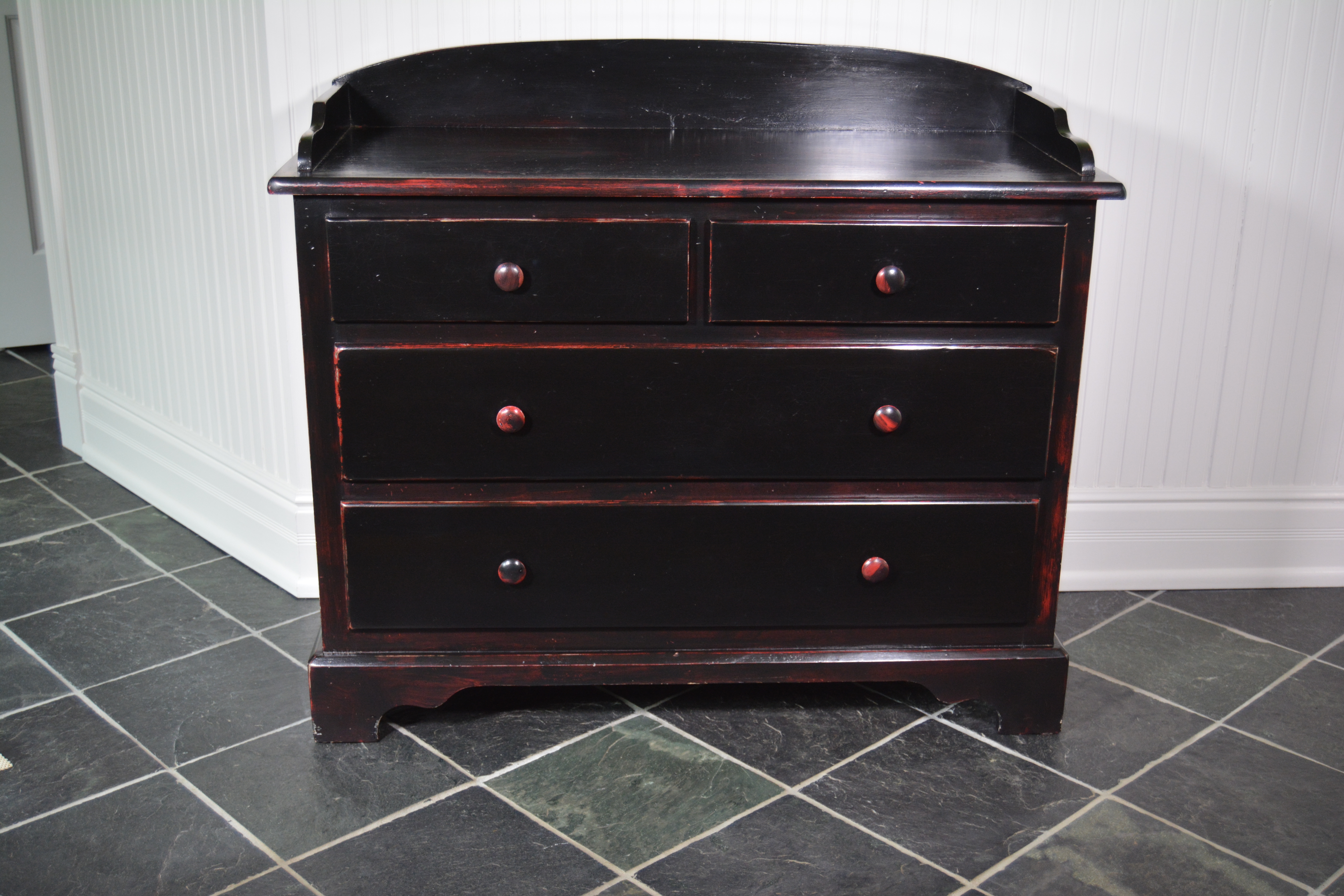 Black and Red Distressed Dresser