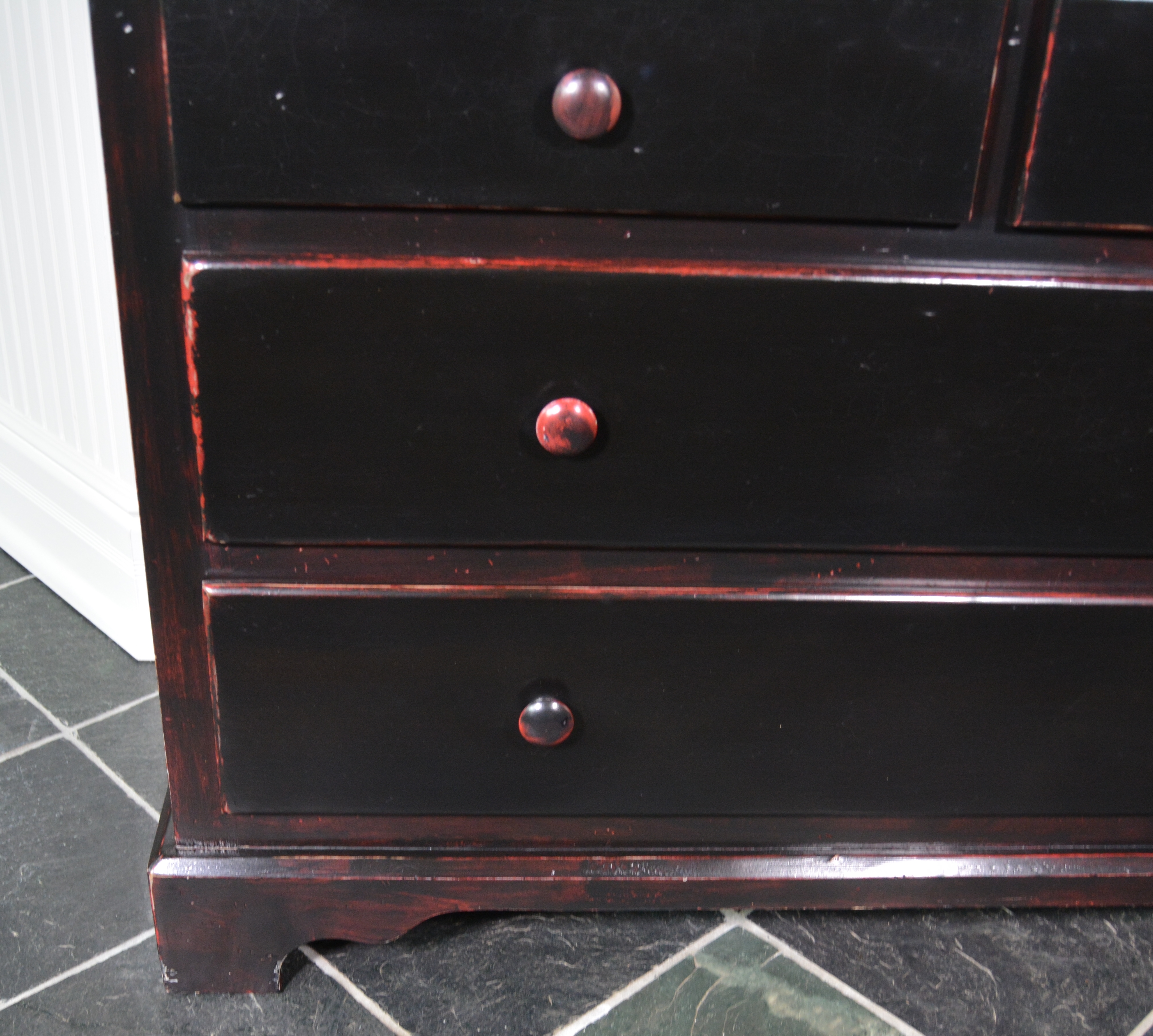 Black and Red Distressed Dresser