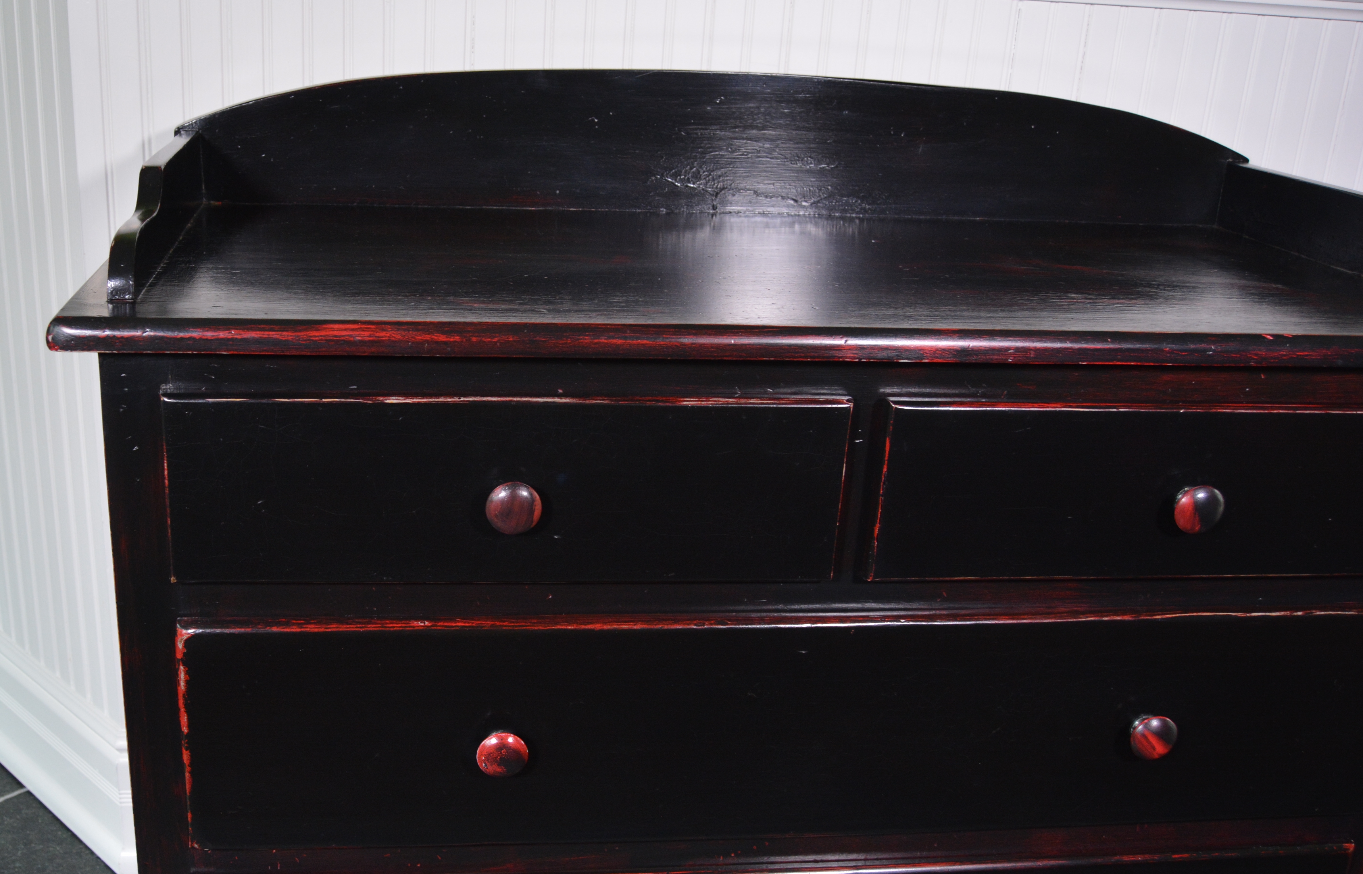 Black and Red Distressed Dresser