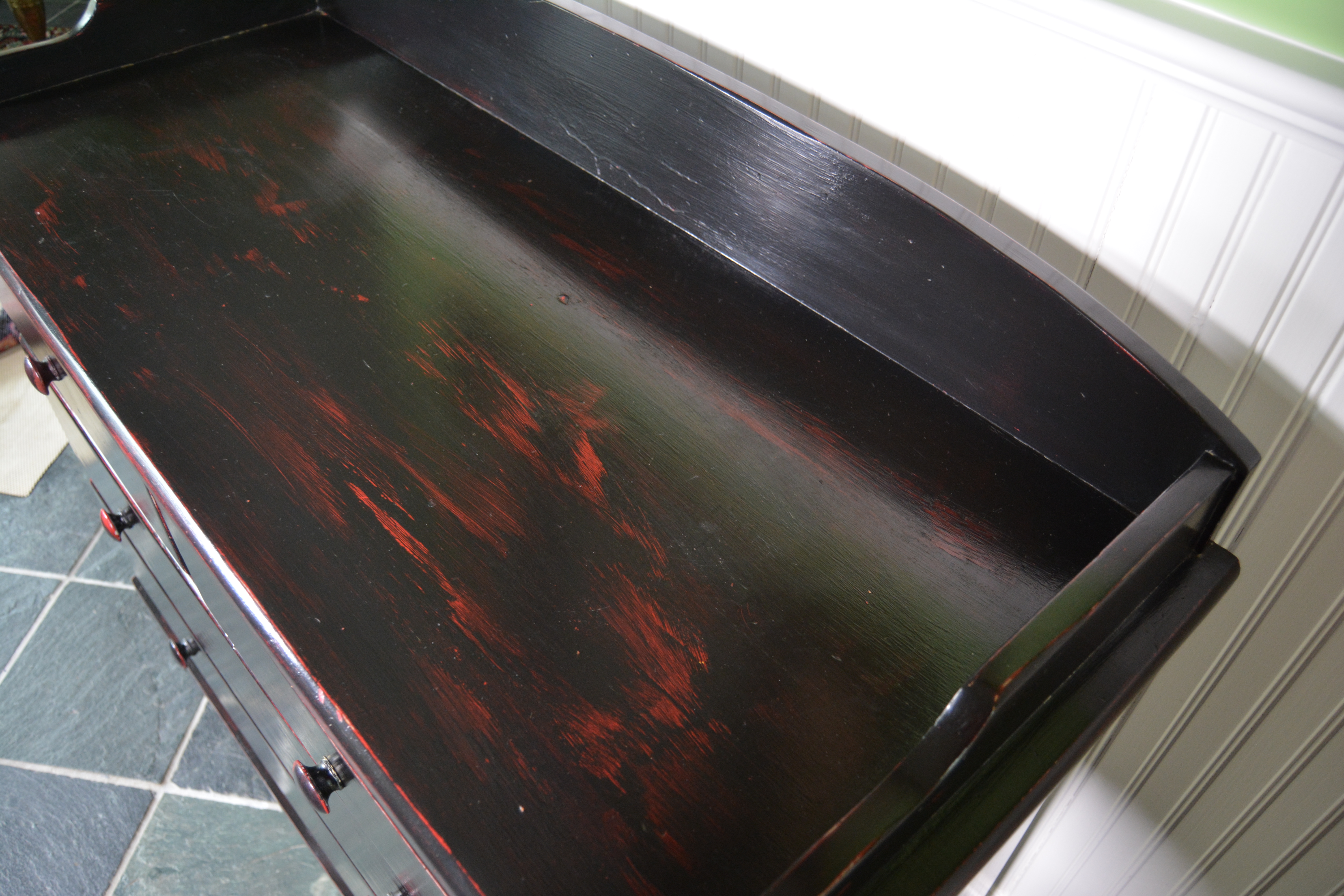Black and Red Distressed Dresser