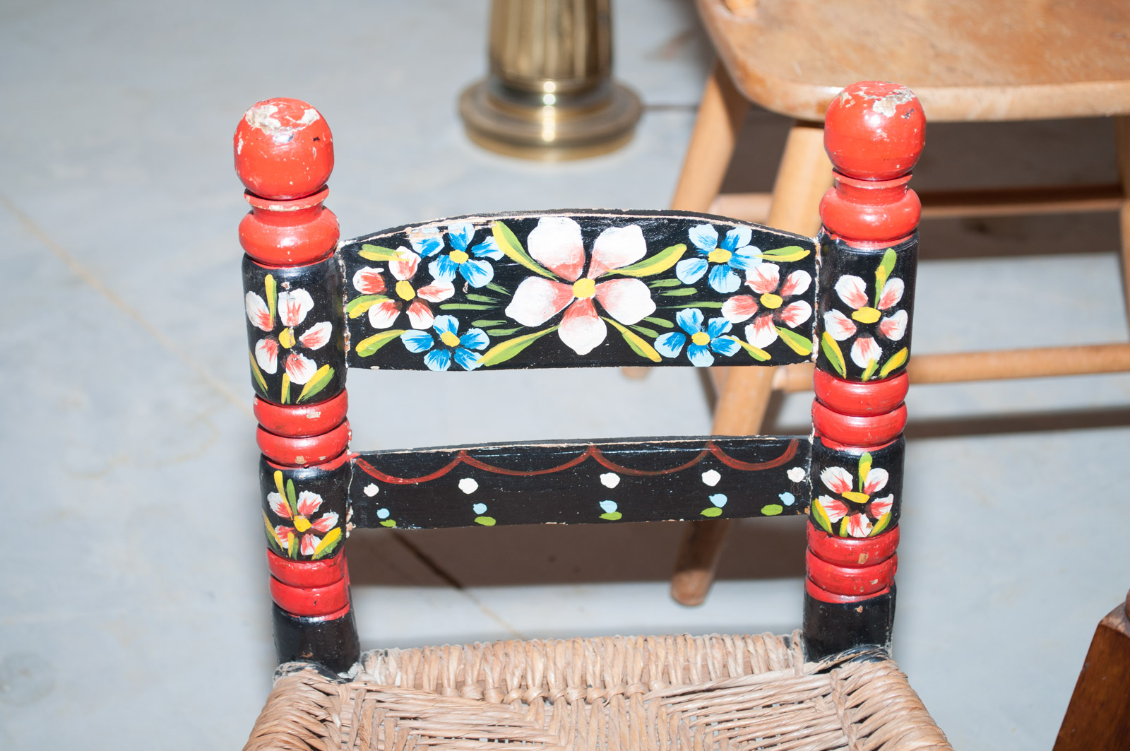 Children's Table Hand Painted by J.S. Lewis with Chairs and Small Painted Chair