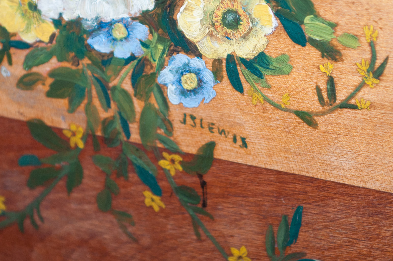 Children's Table Hand Painted by J.S. Lewis with Chairs and Small Painted Chair