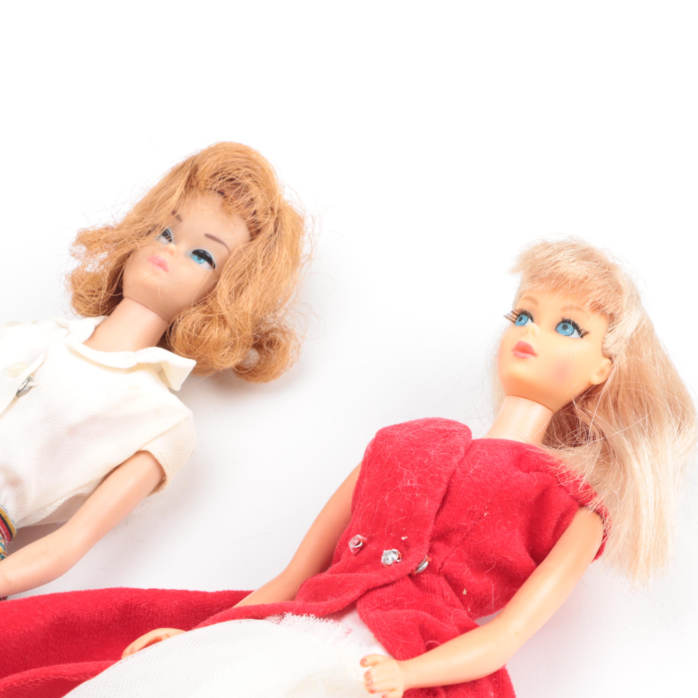 Vintage Mattel 1962 Barbie Carrying Case, Dolls, and Accessories