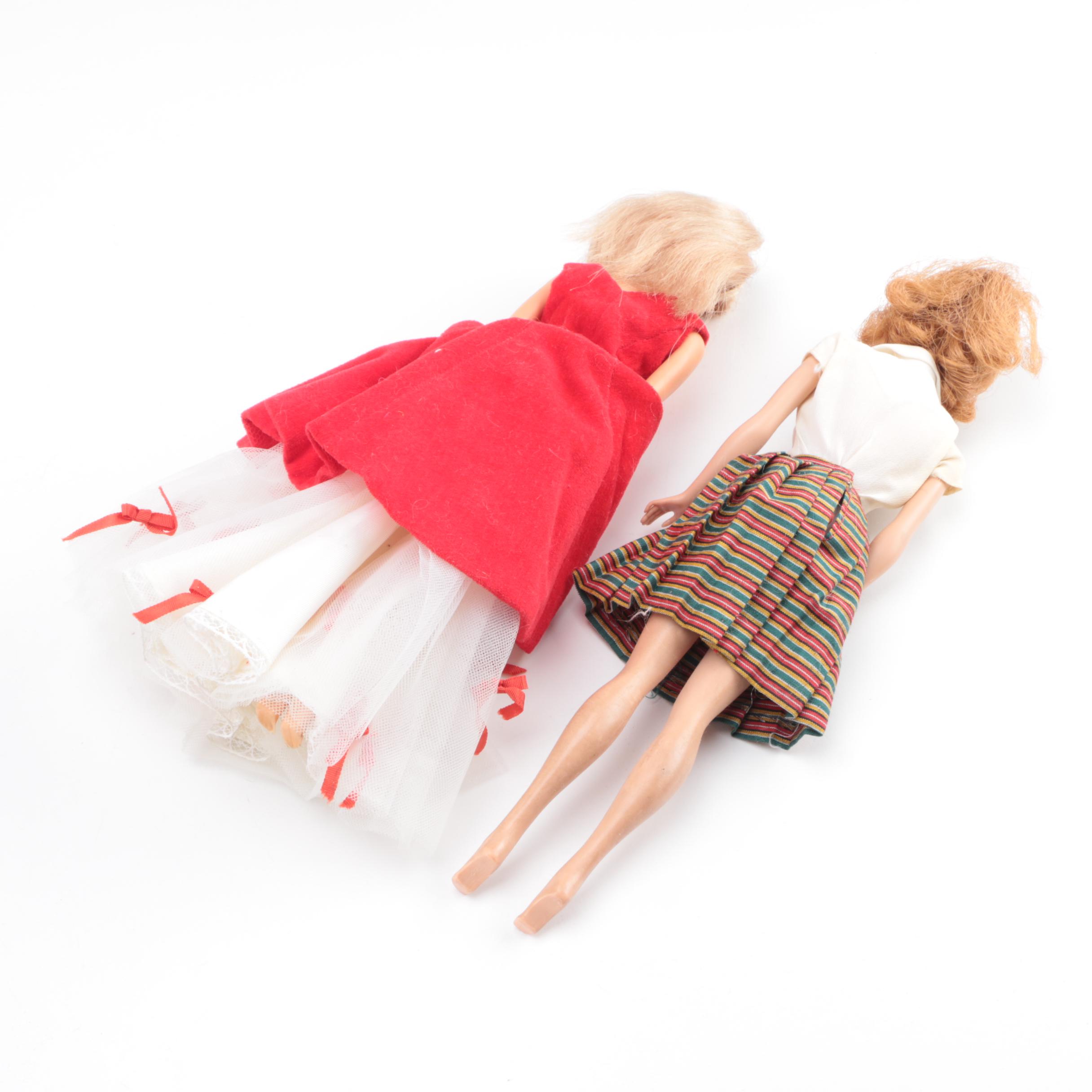 Vintage Mattel 1962 Barbie Carrying Case, Dolls, and Accessories