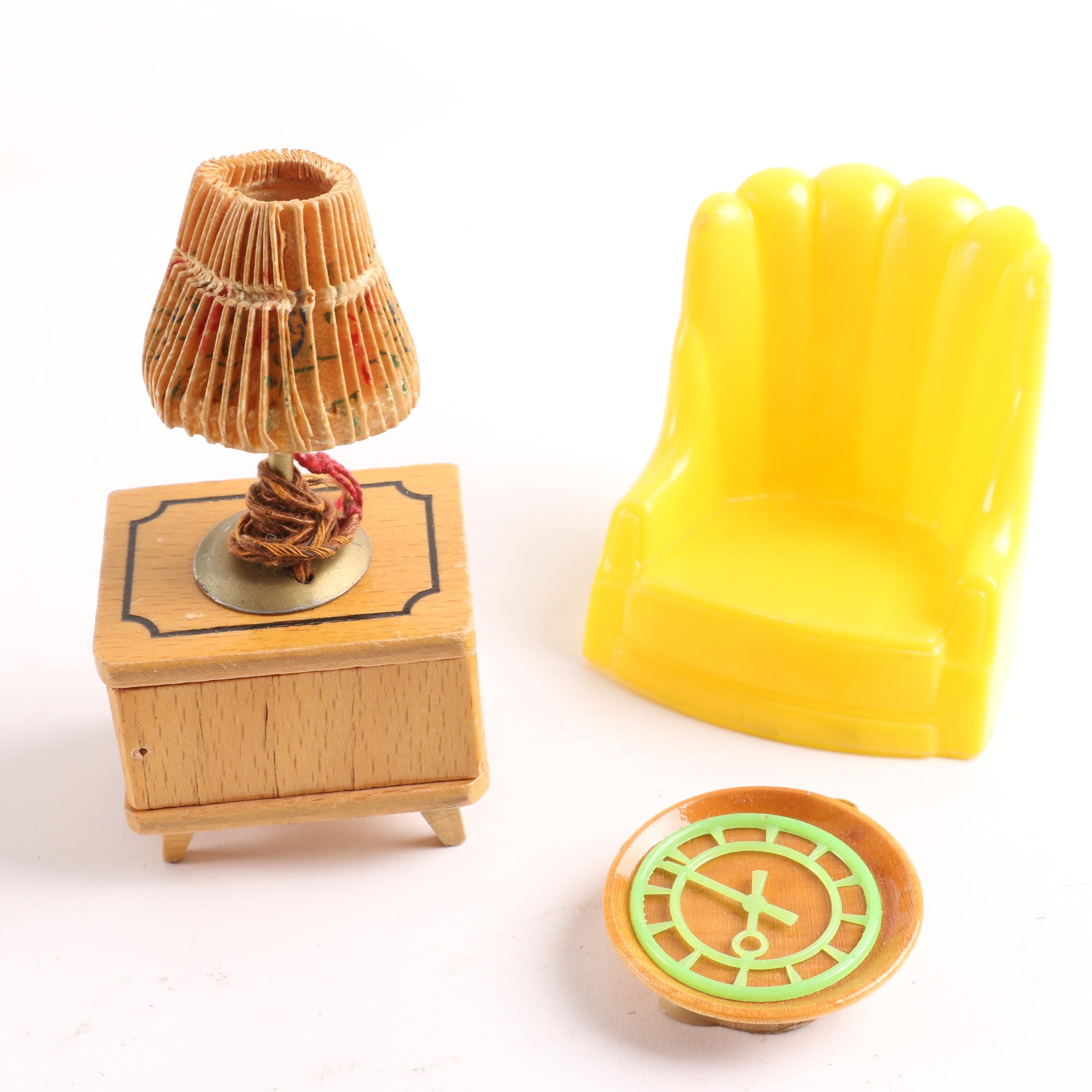 Miniature Plastic Furniture and Dolls