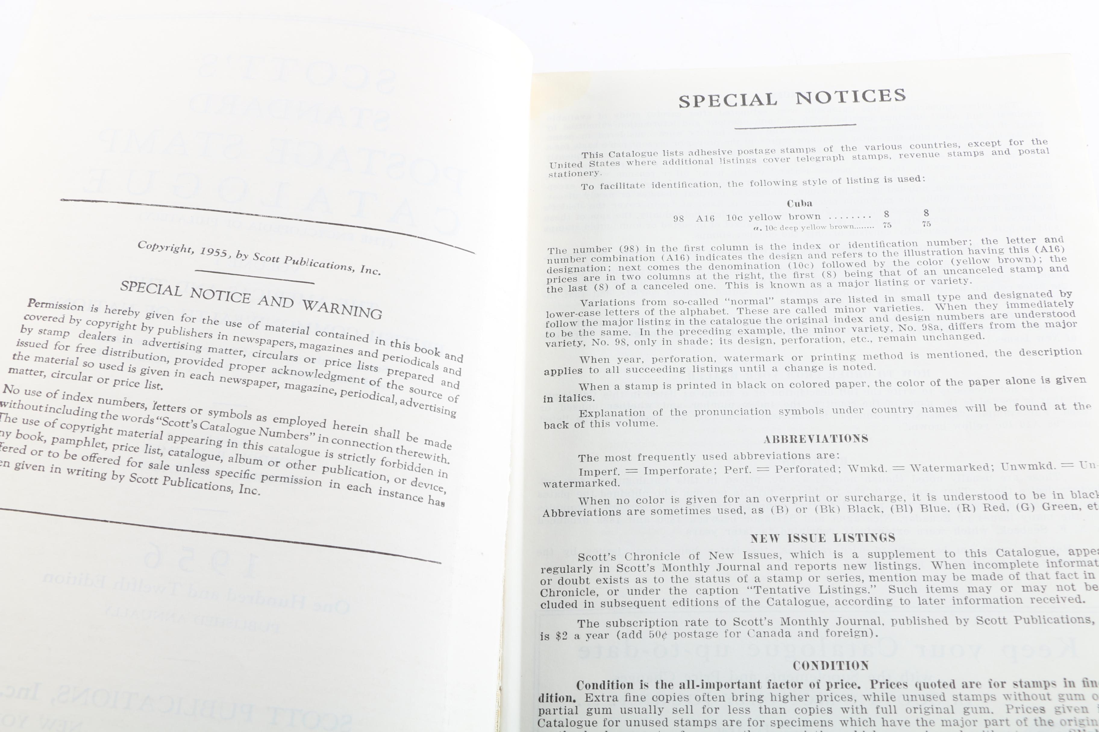 1932, 1943, 1954 and 1956 Scott Publications Postage Stamps Catalogues