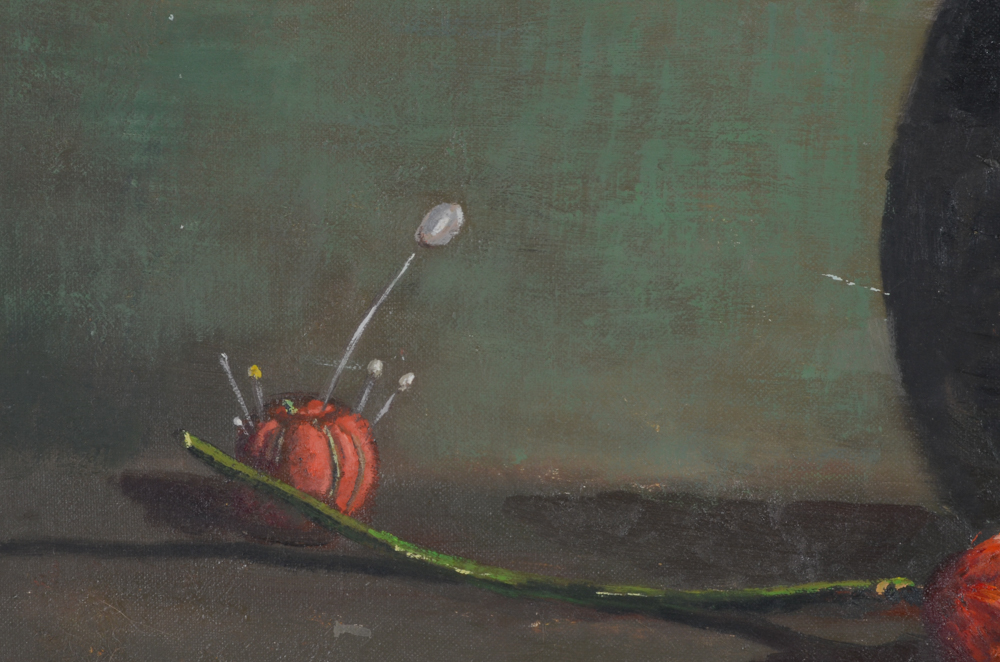 Robert Lahmann Oil Painting on Canvas Board of Sill Life with Rose