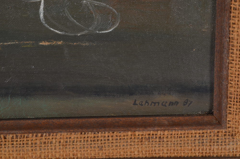 Robert Lahmann Oil Painting on Canvas Board of Sill Life with Rose