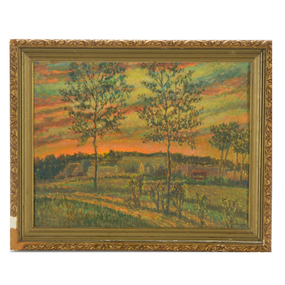Robert Lahmann Orignal Oil Painting on Academy Board of Pastoral Landscape