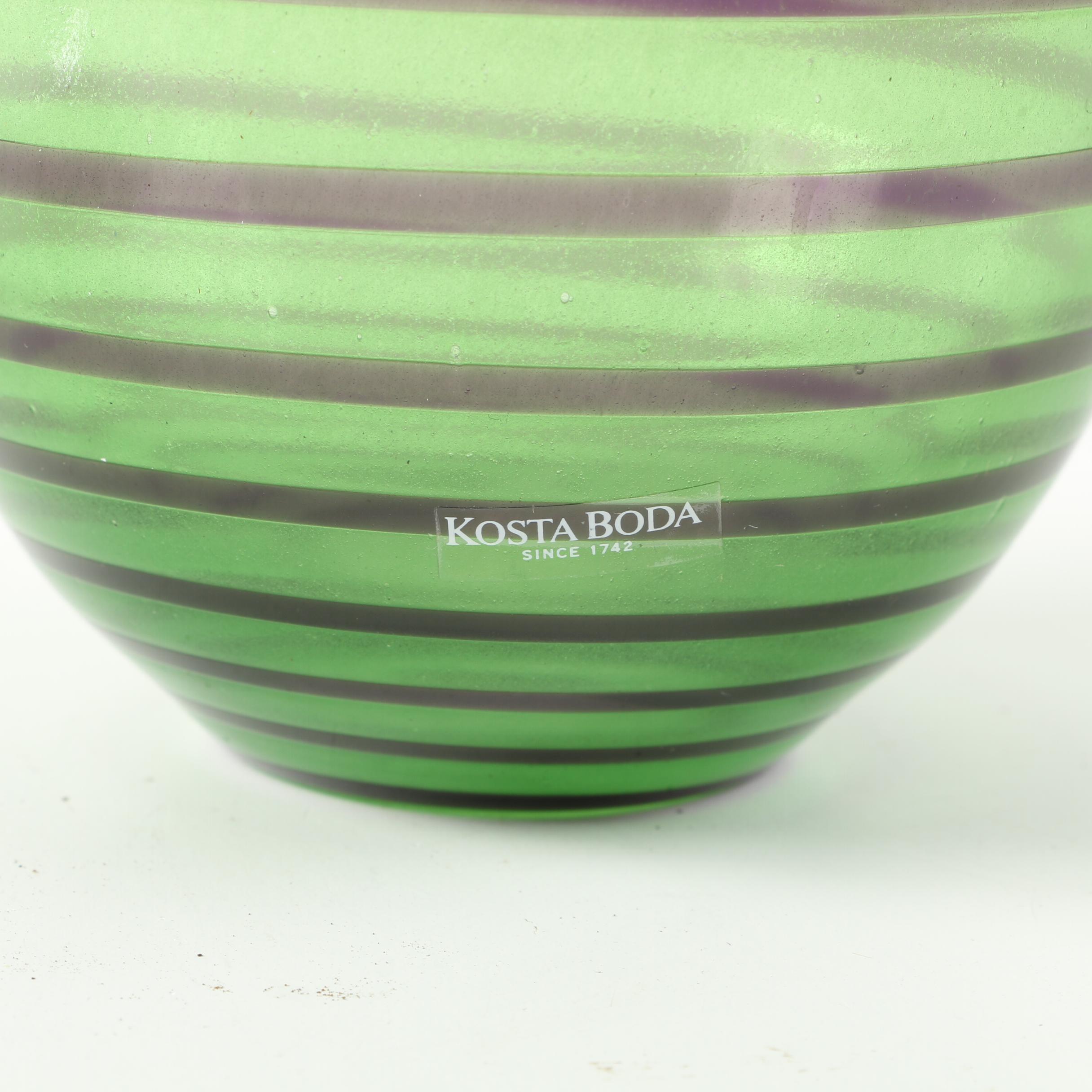 Kosta Boda Art Glass Vases Featuring Signed "Bonbon" by Kjell Engman