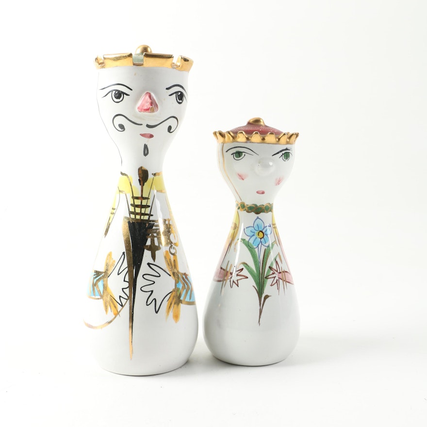 Raymor Pottery Italian King and Queen Ceramic Salt and Pepper Shakers