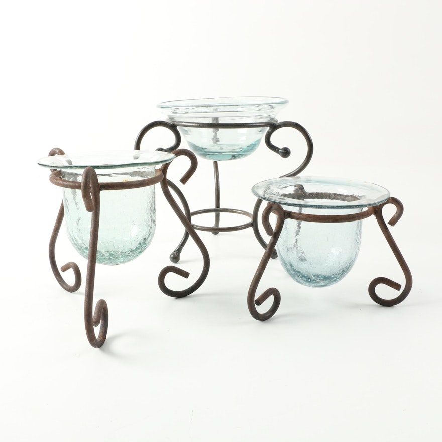 Glass Candleholders with Stand