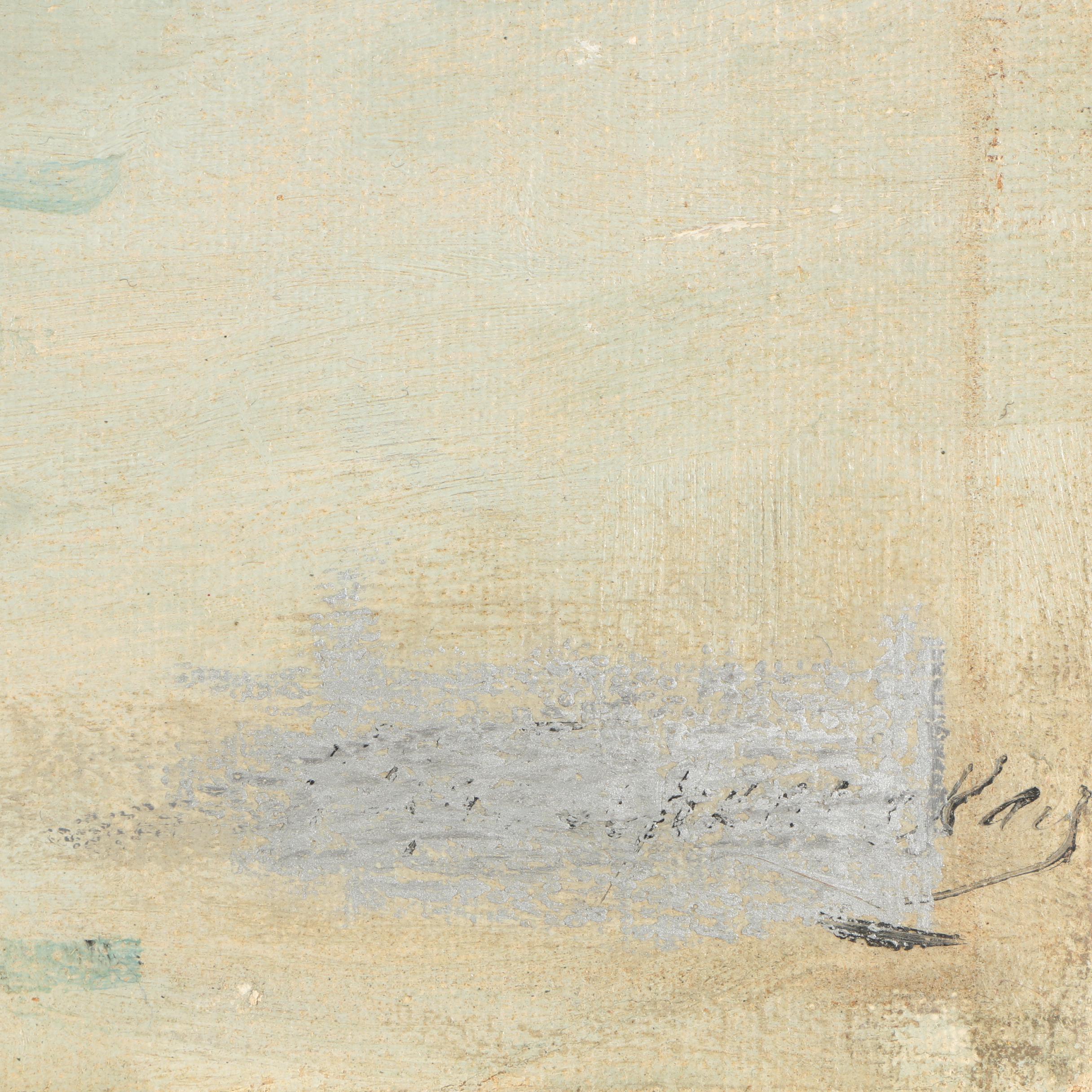 20th-Century Oil Painting of a Wolf Attack