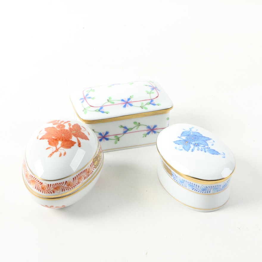 Hand-Painted Herend Porcelain Trinket Boxes
