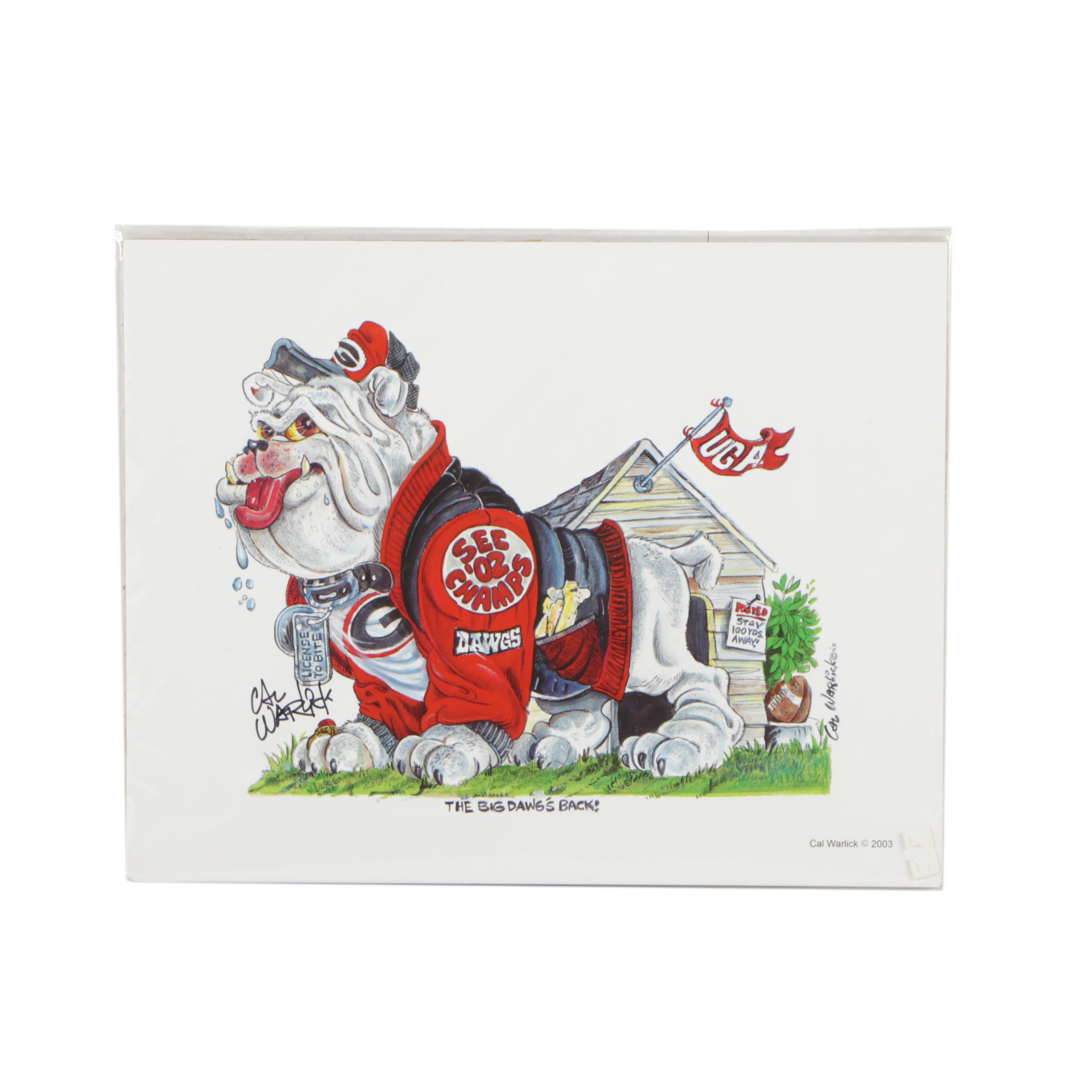 Cal Warlick Offset Lithographic Print "The Big Dawg's Back"