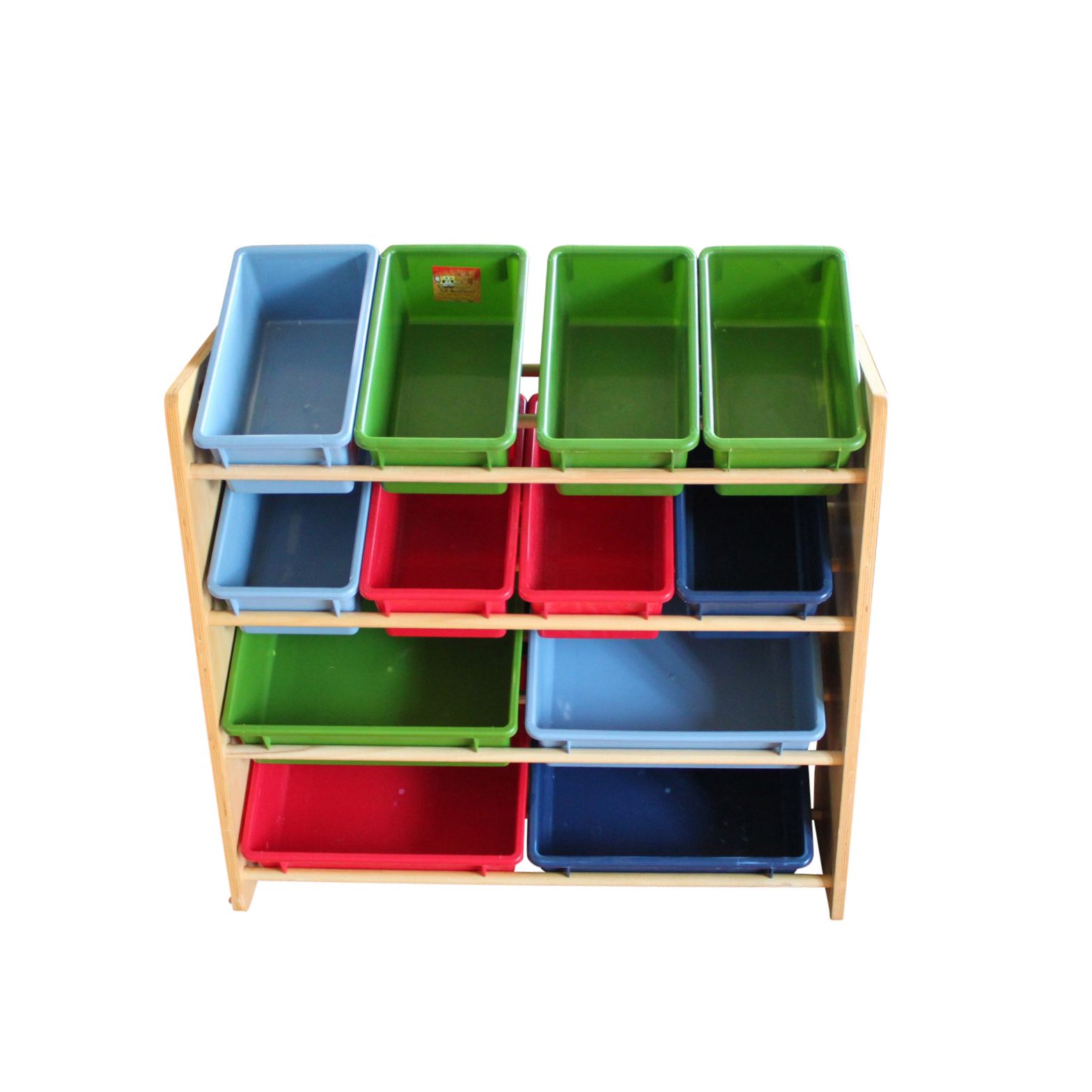 Children's Wooden Storage Rack With Plastic Bins by Battat