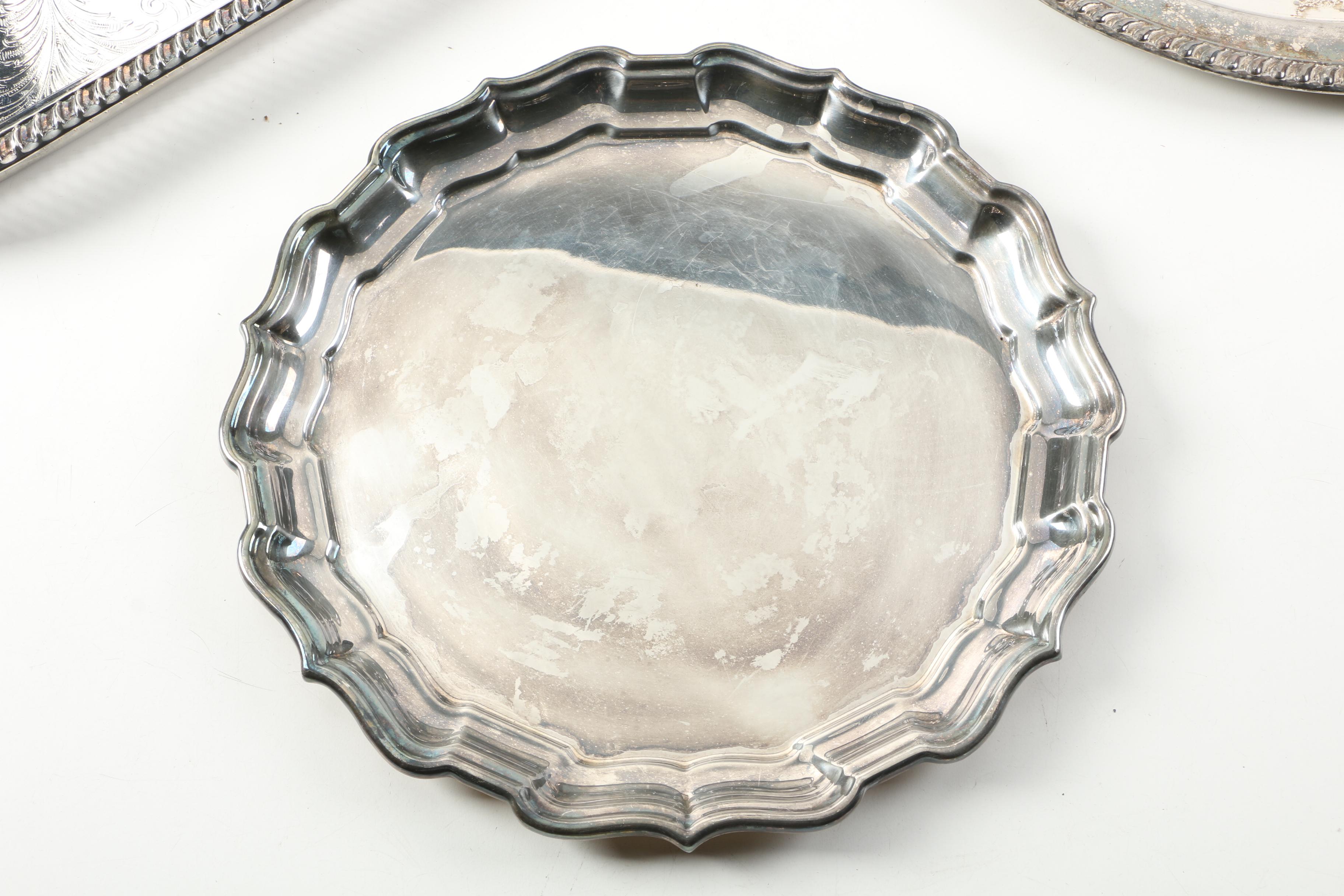 Reed & Barton "Chippendale" Bon Bon Dish and Other Silver Plate Trays