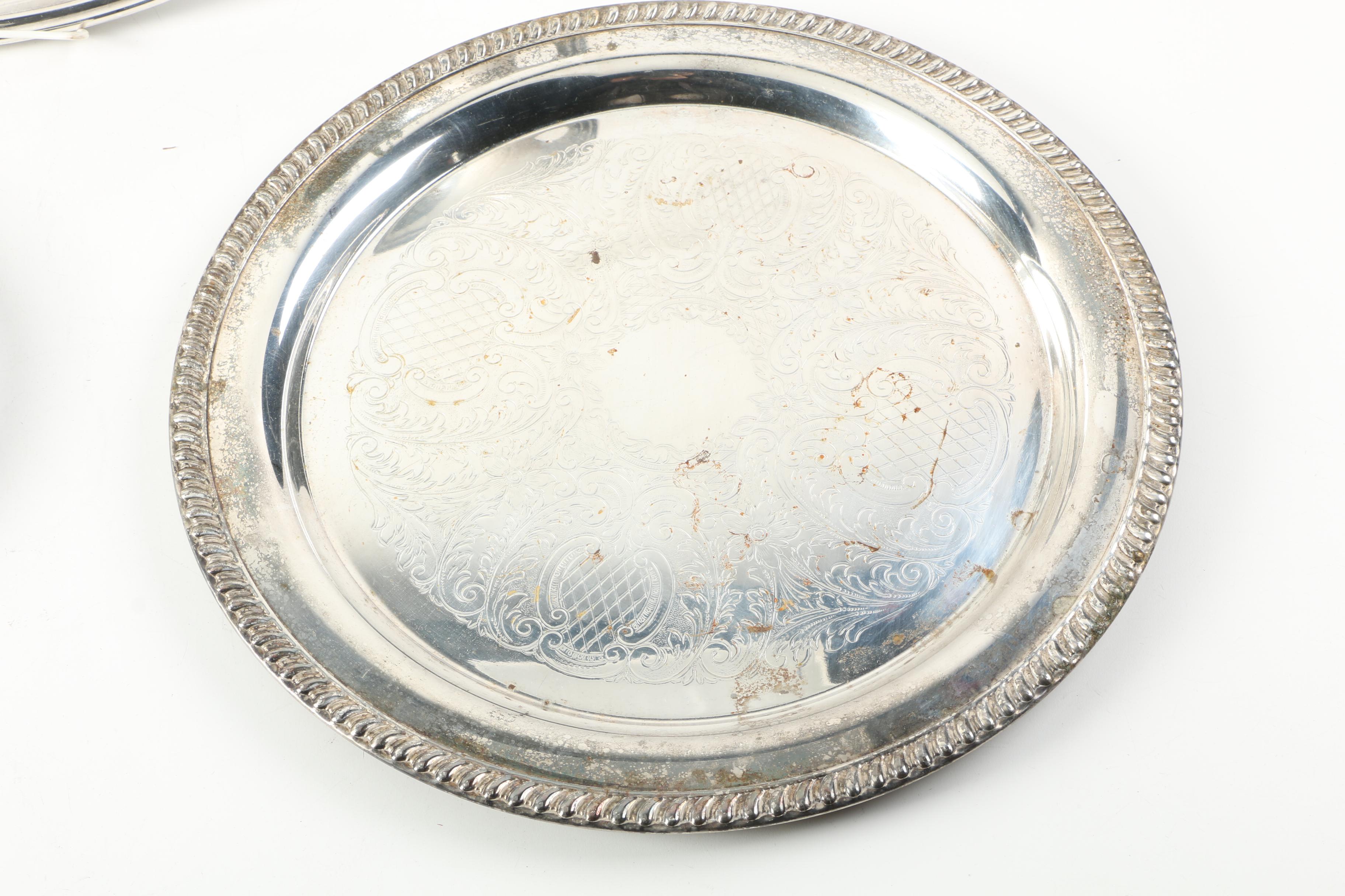 Reed & Barton "Chippendale" Bon Bon Dish and Other Silver Plate Trays