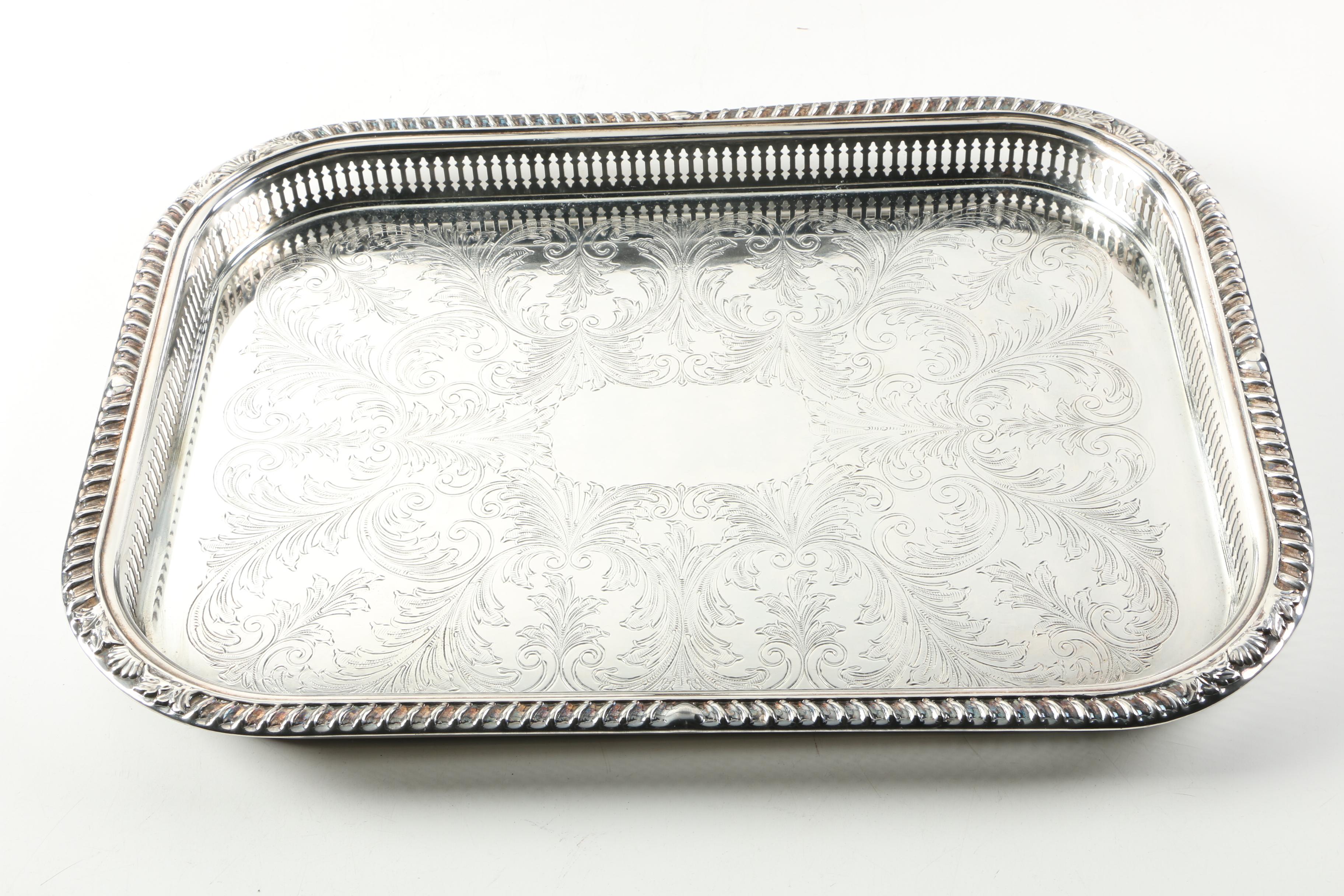 Reed & Barton "Chippendale" Bon Bon Dish and Other Silver Plate Trays
