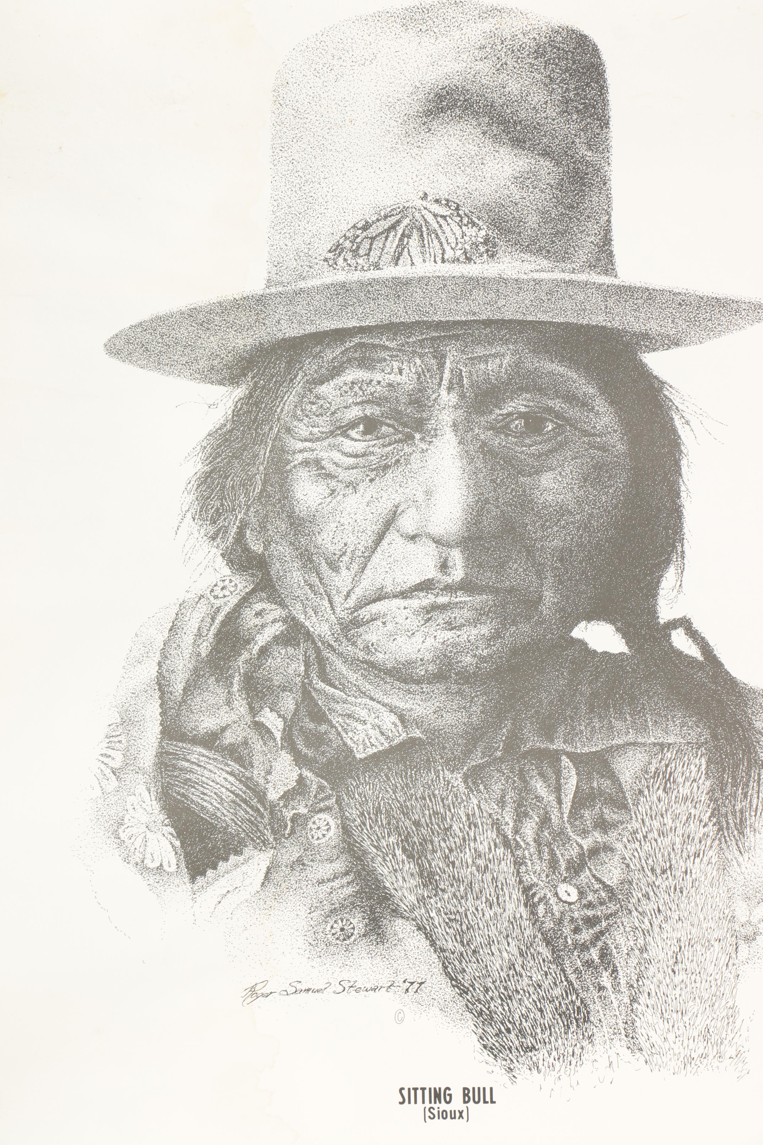 Roger Stewart Lithograph "Geronimo" and Other Prints of Historic Figures