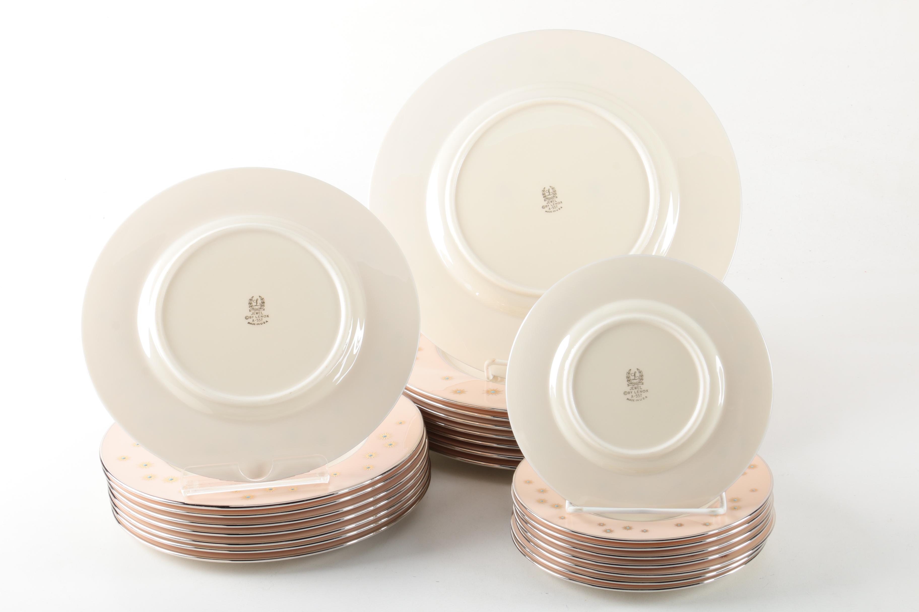 Vintage Lenox "Jewel" Pink Dinner, Salad and Bread Plates 1957-69