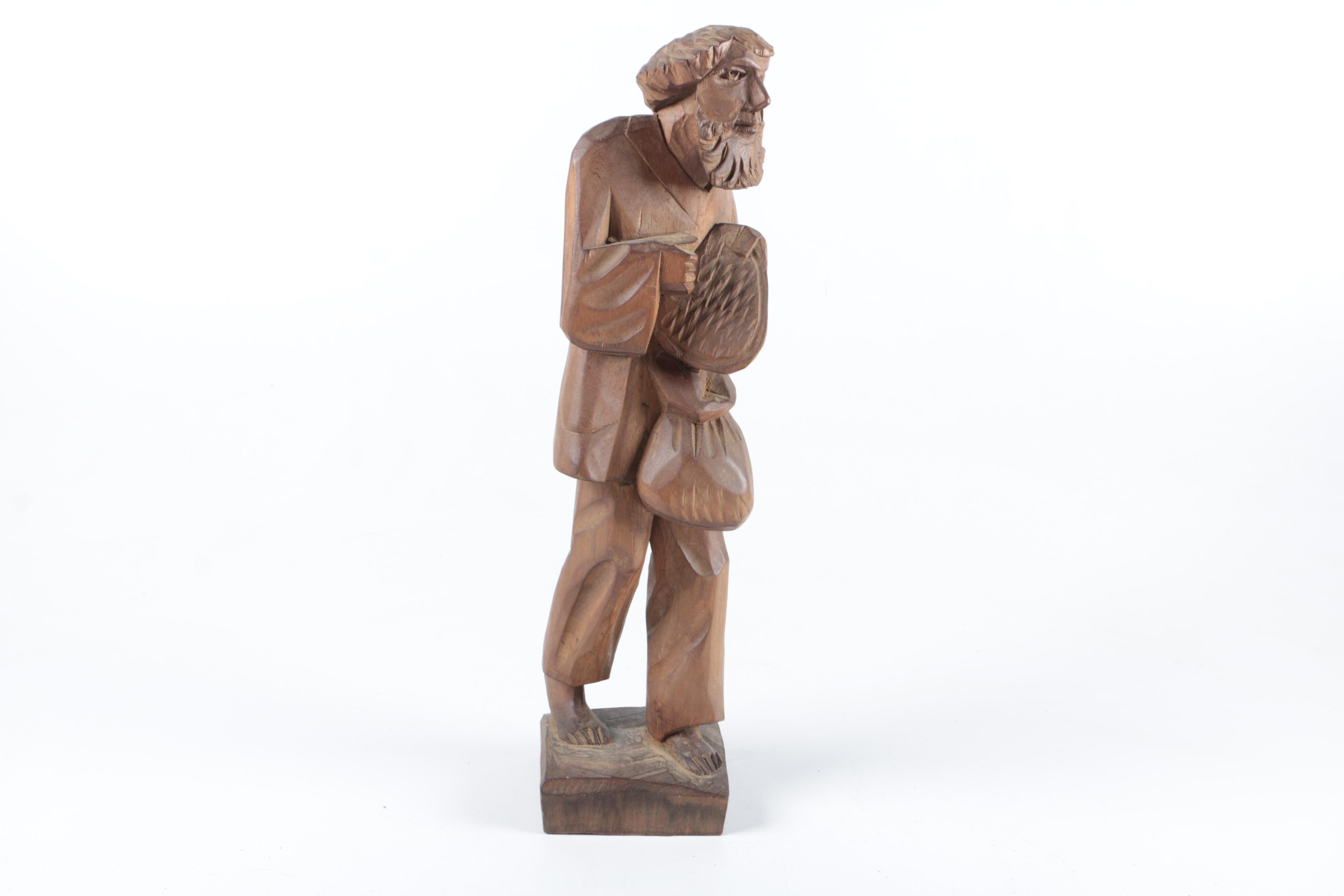 Wood Carved Figurines and Statuette including Paul Emile Caron