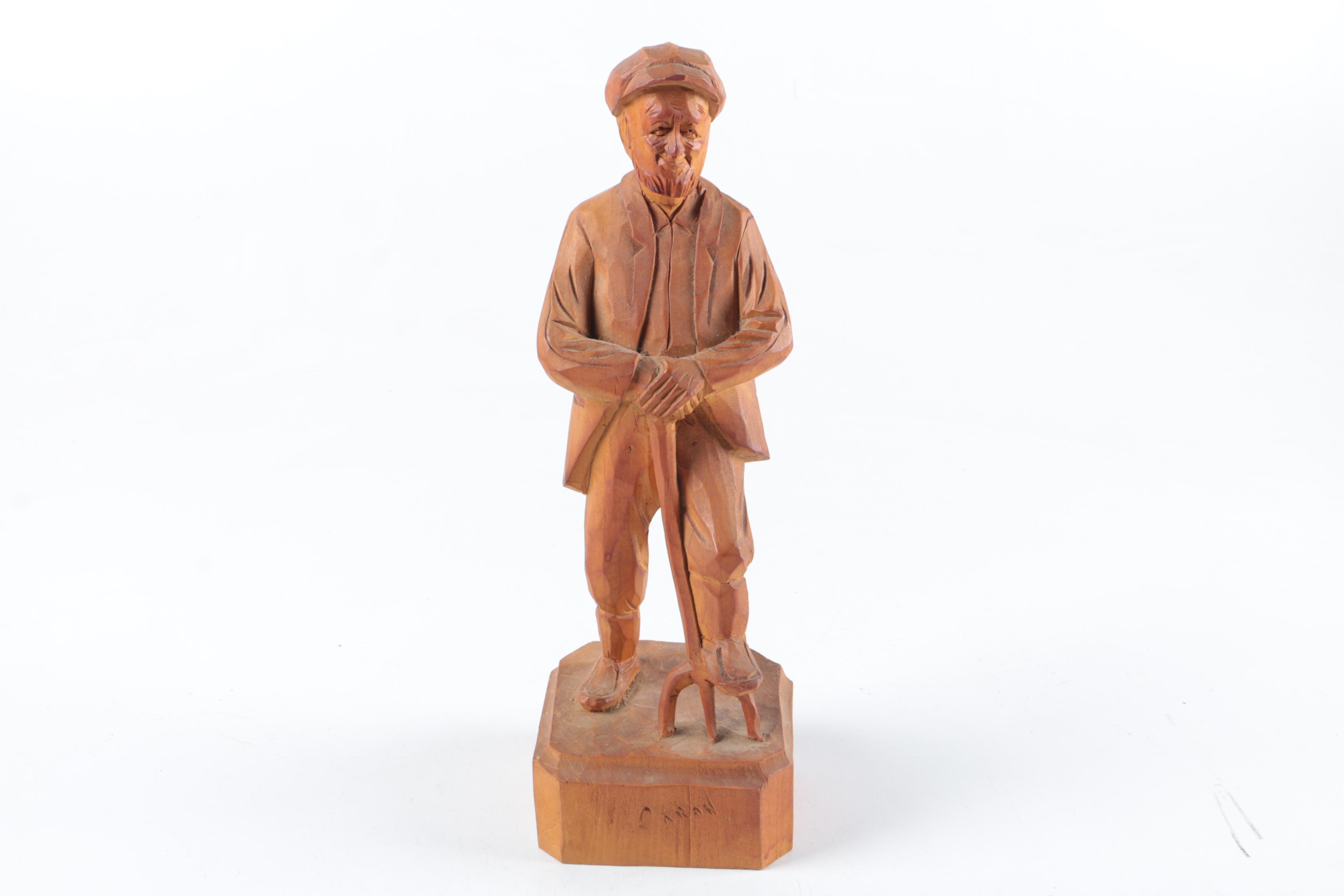 Wood Carved Figurines and Statuette including Paul Emile Caron