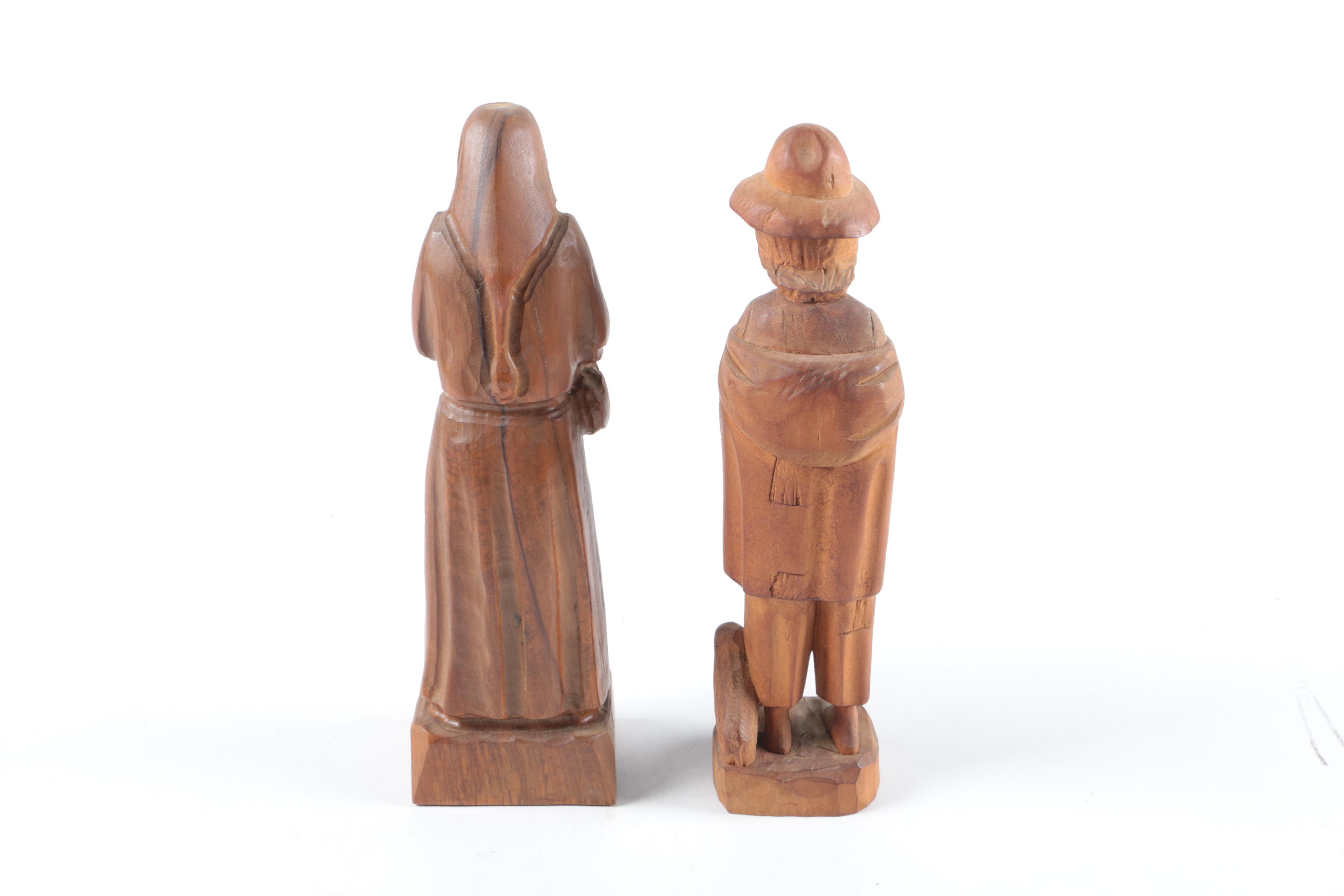 Wood Carved Figurines and Statuette including Paul Emile Caron