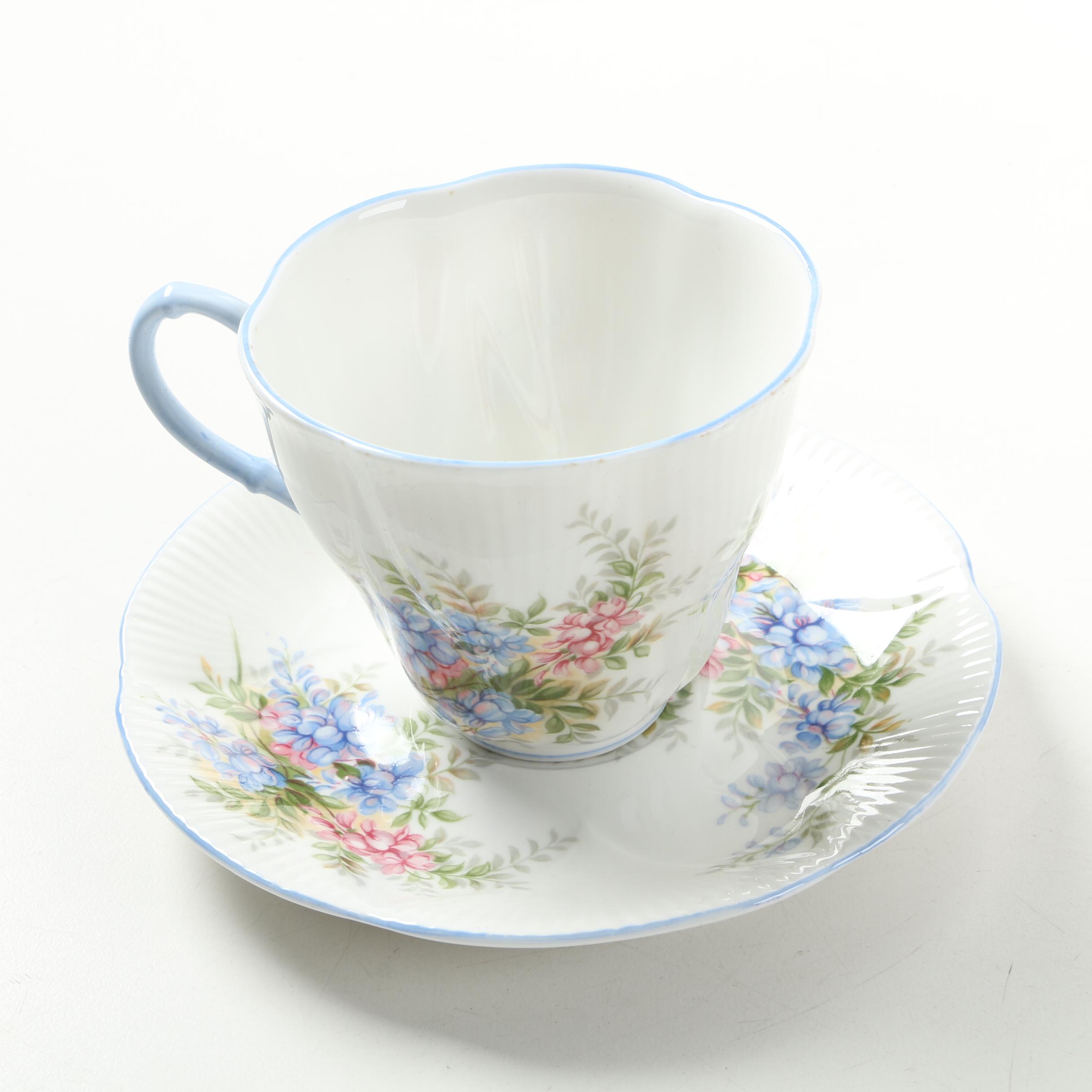 Teacups with Matching Saucers Including Royal Albert "Wisteria"