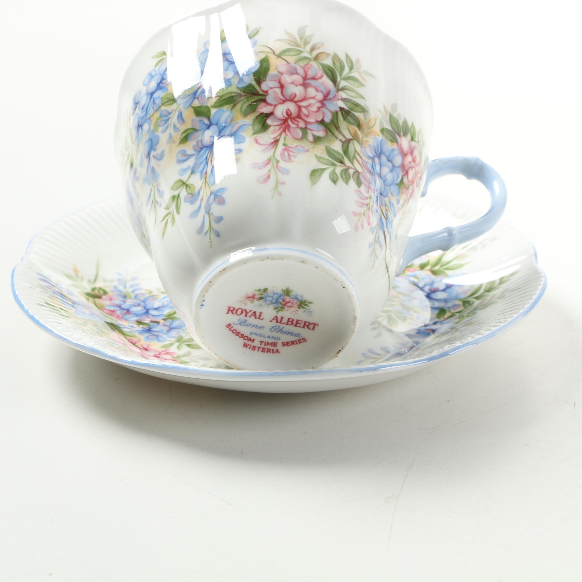 Teacups with Matching Saucers Including Royal Albert "Wisteria"