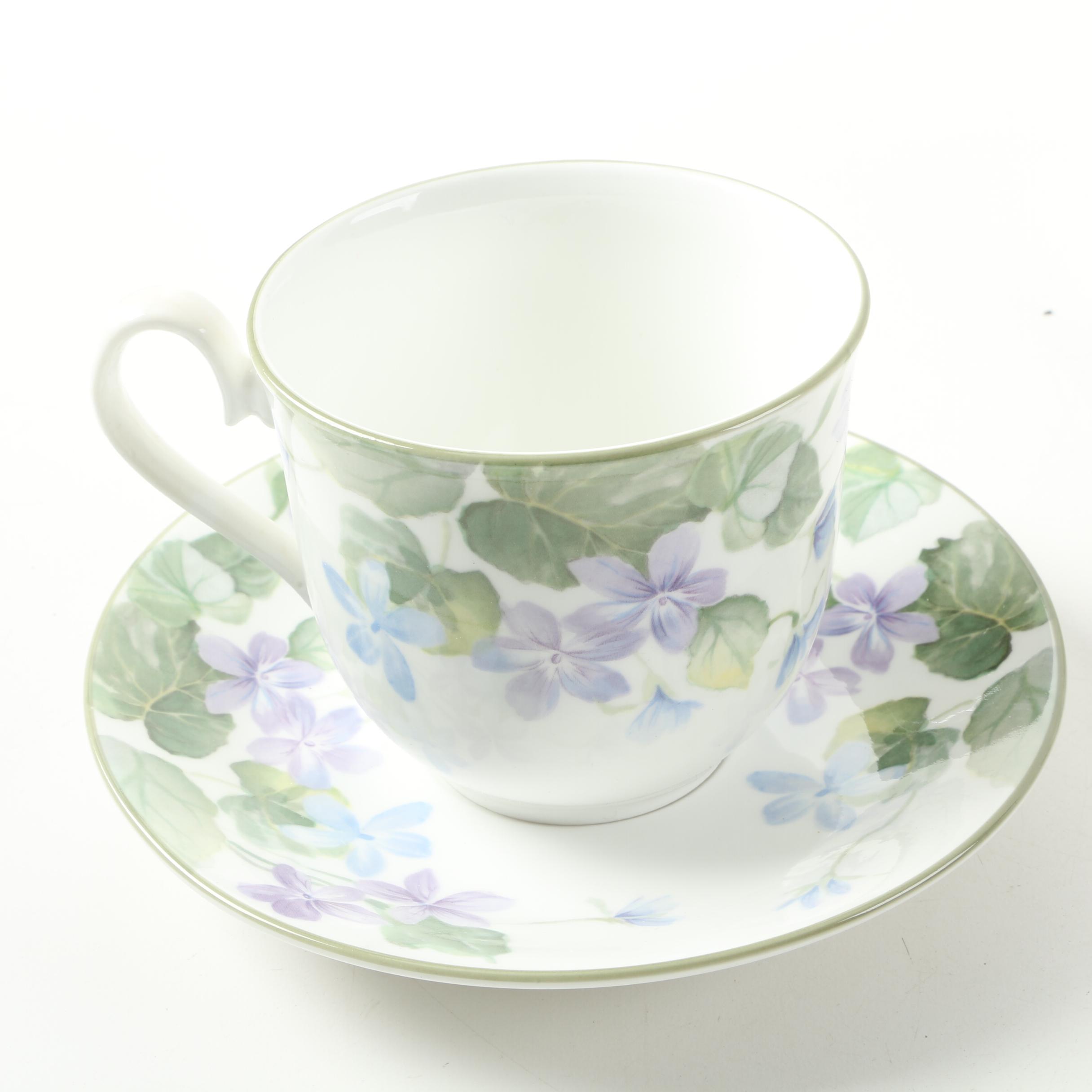 Teacups with Matching Saucers Including Royal Albert "Wisteria"